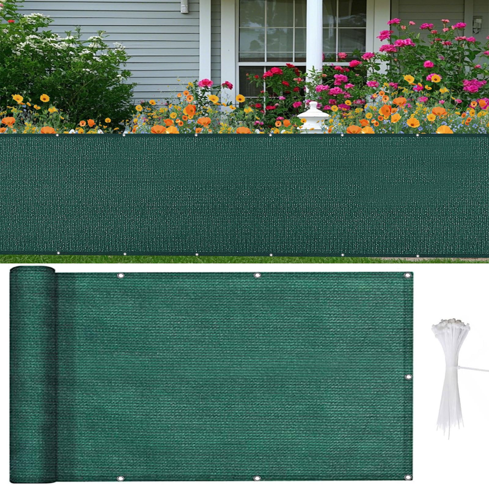Brise vue balcon 80 x 880 cm respirant vent UV résistant vert