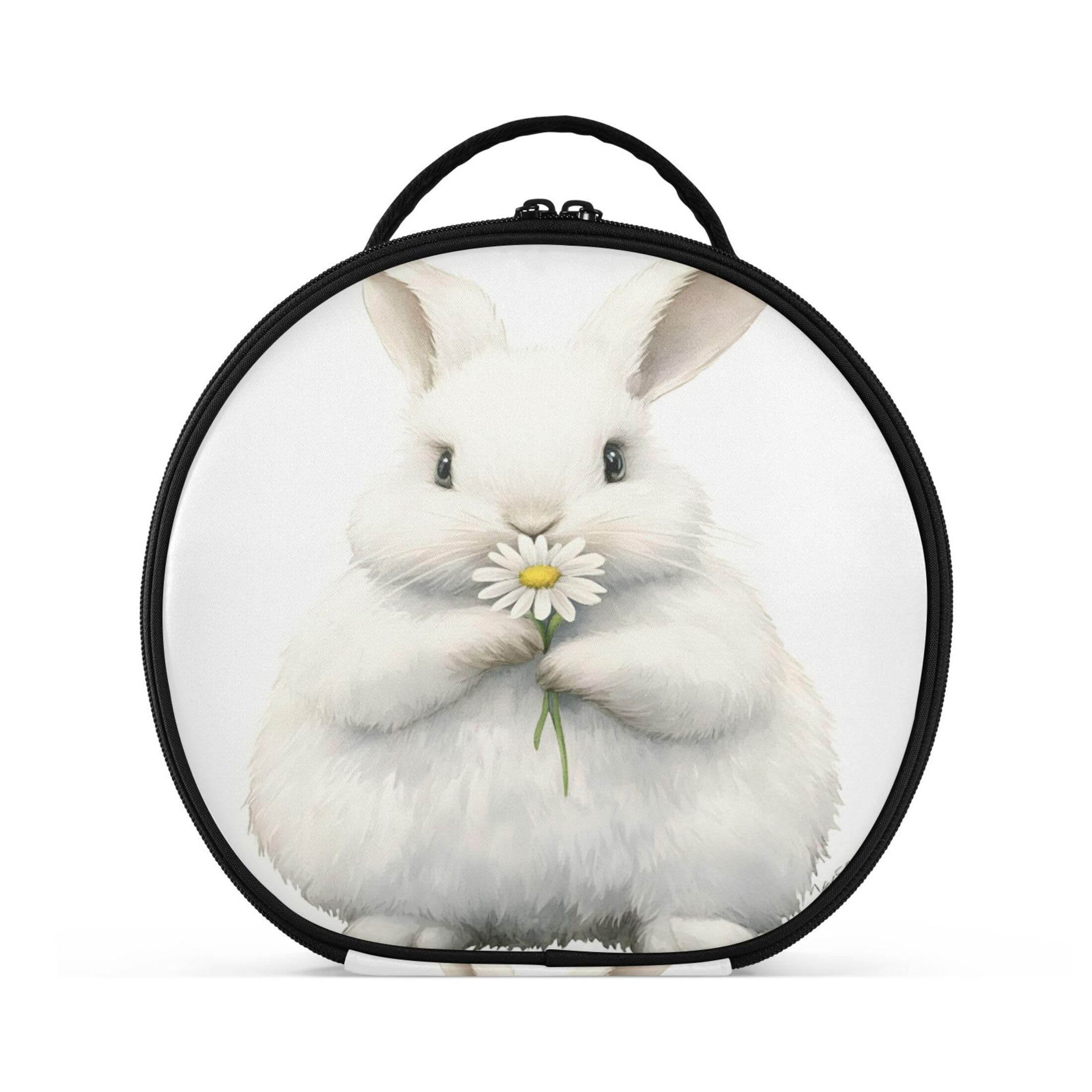 Takiito Bunny with Daisy Travel Makeup Case Portable Makeup Box Artist Cosmetic Case Organizer With Adjustable Dividers
