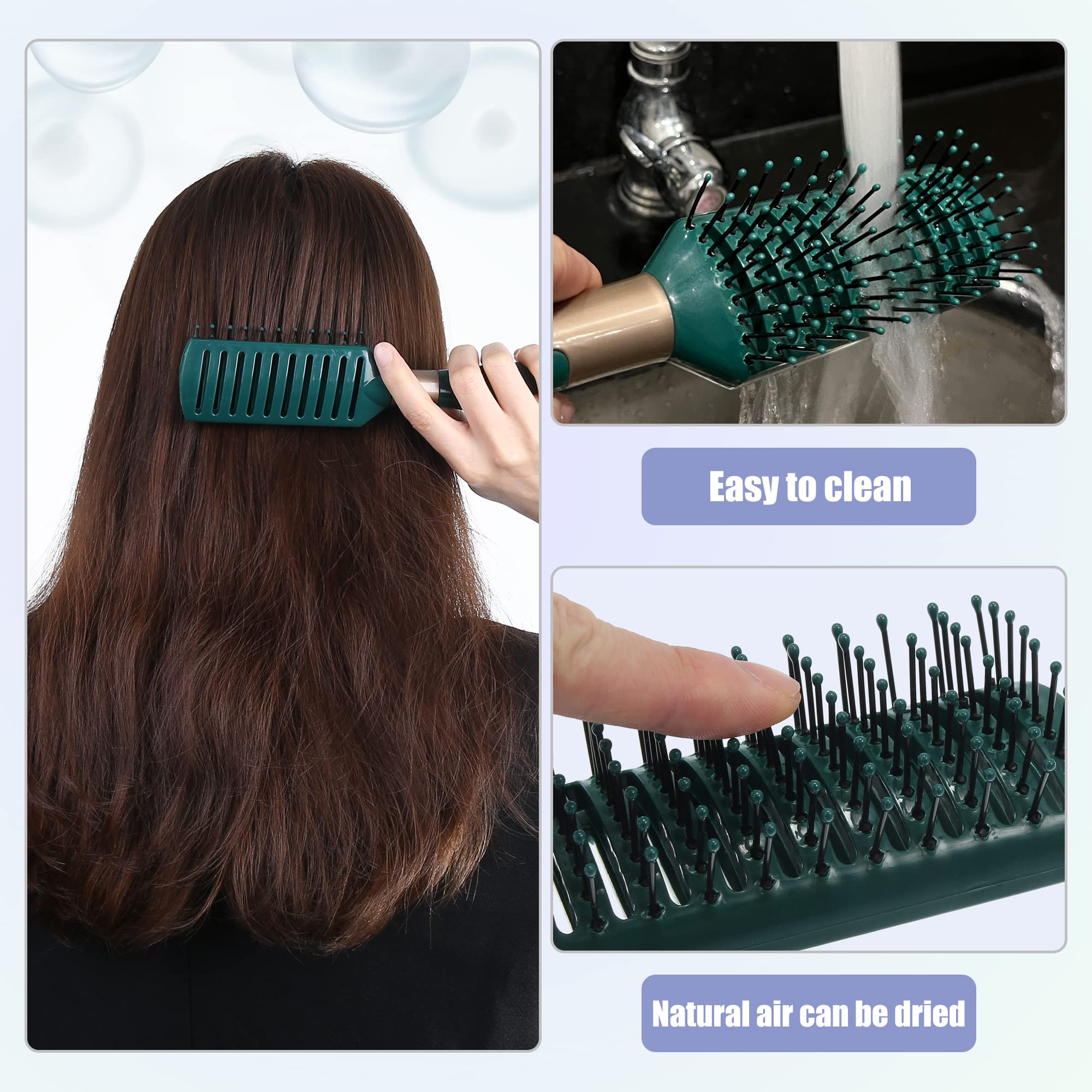 VOCOSTE Vent Hair Brush, Detangling Brush for Women and Men Wet Hair Brush with Ball Tipped Bristles for All Hair Types Green - Image 2