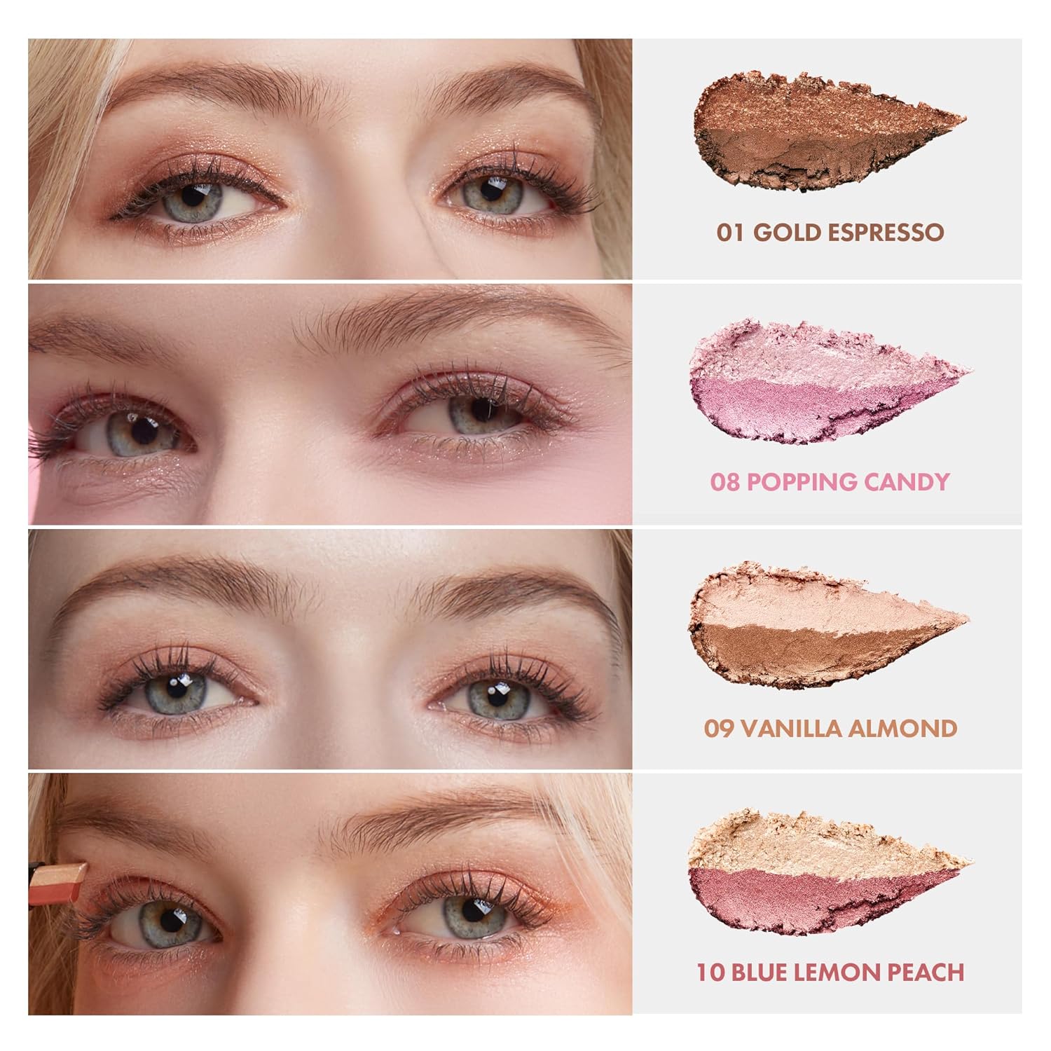 Blanc Double Shadow Stick - 48HR Long Lasting Dual-Tone Eye Shadow Pencil - Combines Glitter w/Soft Matte or Shimmer - Waterproof & Smudge-Proof Eyeshadow Makeup 0.05 oz (#01 Gold-Espresso) - Image 6