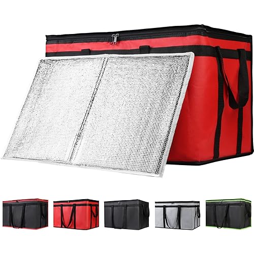 Vista 36 de CIVJET Paquete de 1 bolsa aislada para entrega de alimentos con parte inferior dura, calentadores de alimentos comerciales XXXL para Uber