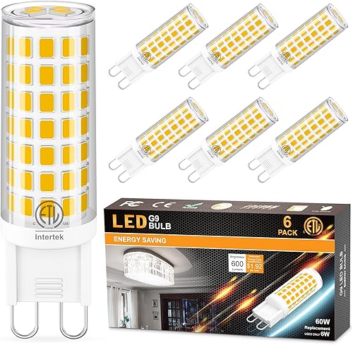 hansang Bombilla LED G9 con base de cerámica de 2700 K, blanco suave, equivalente a halógenos de 60 W, bombillas LED T4, base G9 para iluminación