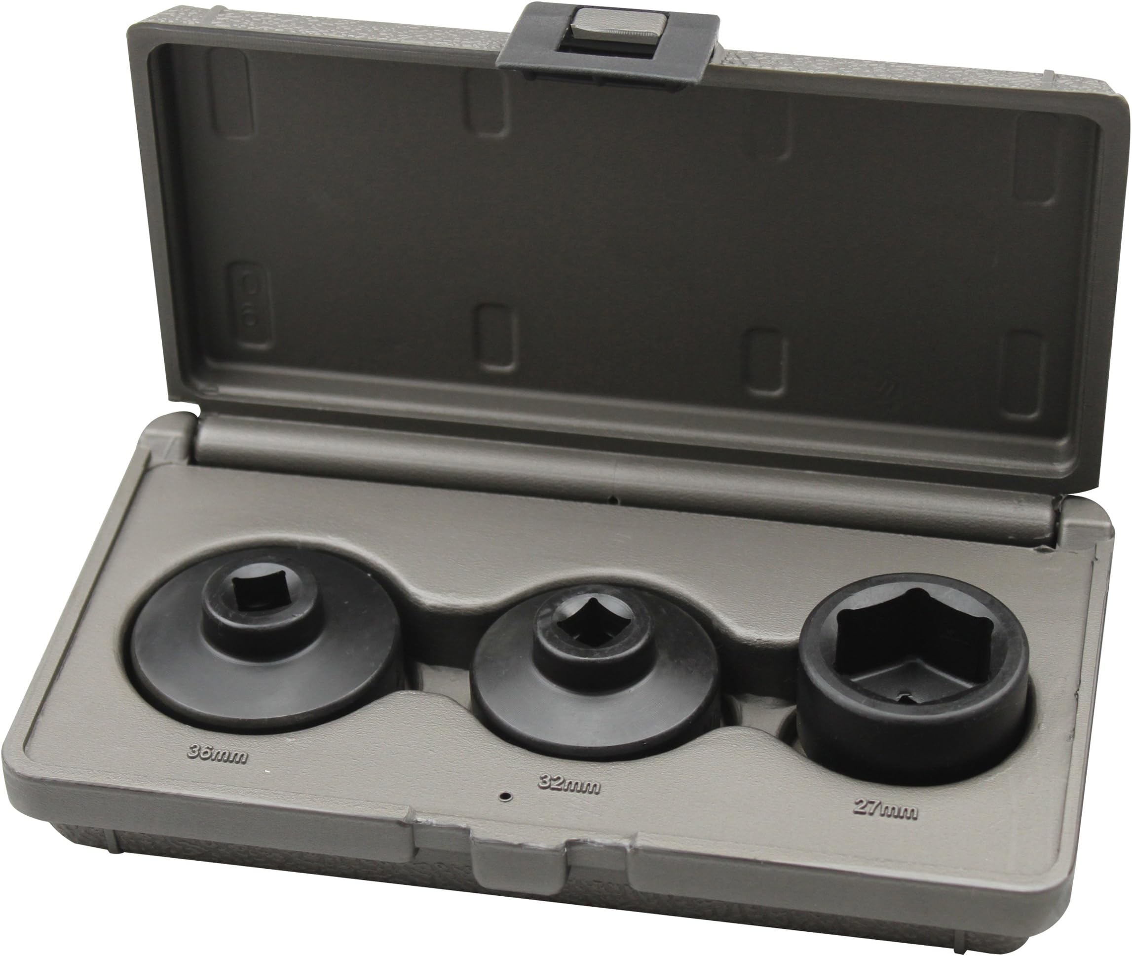 Kauplus 3PCS Oil Canister Socket Service Kit, 3/8-Inch Drive Oil Filter Socket Kit, 3 Piece, 27mm, 32mm and 36mm