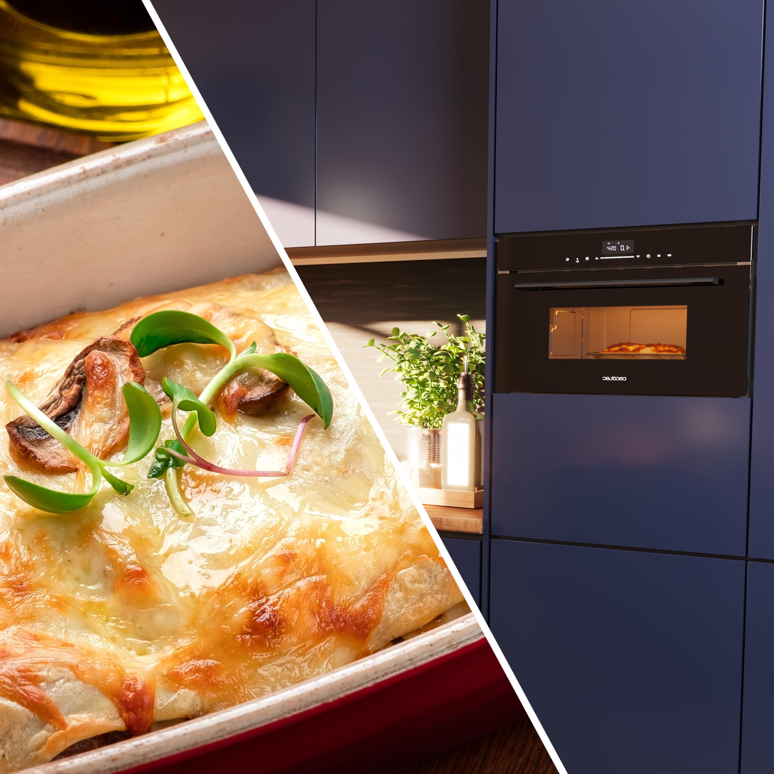 Cecotec Forno a microonde Integrabile 60 x 50 cm Bolero Hexa MWO703800 Line. 2300 W (max), 34 L, funzione microonde, convenzione, modalità griglia, defrost, menu automatico, velocità di cottura, timer