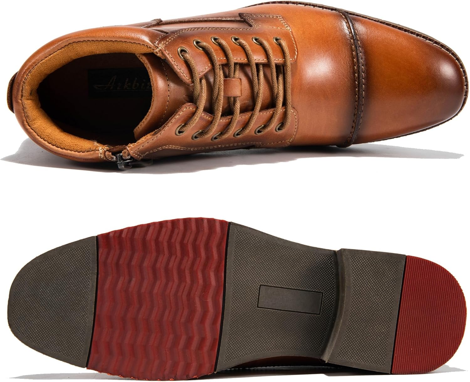 Arkbird Mens Oxford Leather Dress Boots Classic Cap Toe Side Zip Mid Top Casual Ankle Boots for Men - Image 5