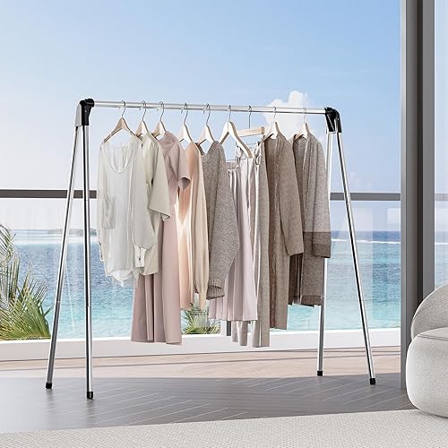 Miniatura 9 de TOOLF Tendedero plegable para ropa, de acero inoxidable, portátil, para interiores y exteriores, de gran capacidad