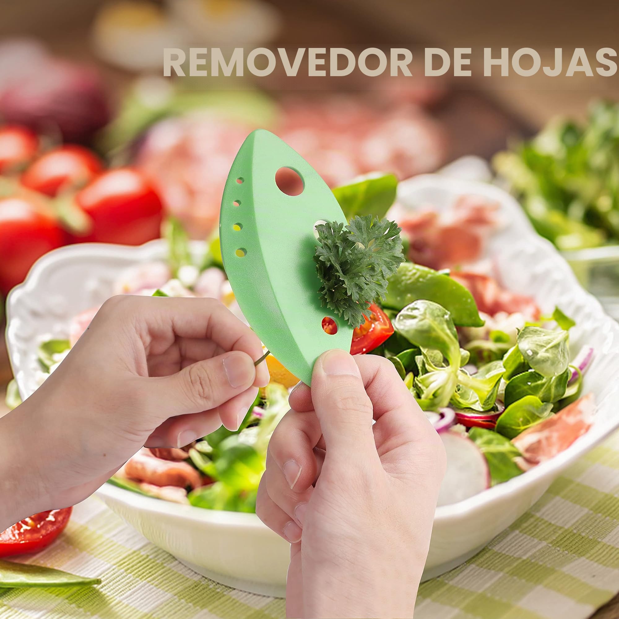 LUVCOSY Juego de 3 tijeras para hierbas, 5 cuchillas con pelador de hierbas, 2 paquetes de herramientas para pelar hierbas con cubierta segura, utensilios de cocina geniales para cortar hierbas