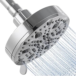 OFFO Shower Head, High Pressure Shower Head with Pause Mode, 9 Mode Fixed Showerheads for Strong Water Flow & Relaxing Shower Experience, Chrome