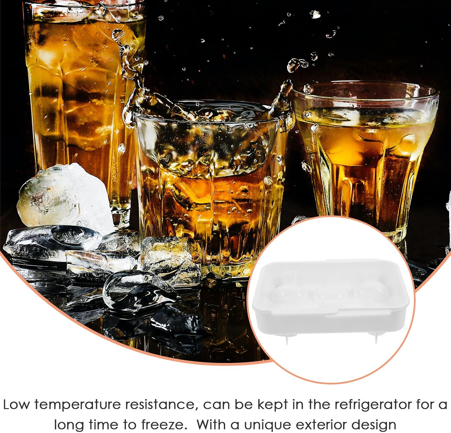 FRCOLOR Fruit-shaped Ice Cube Tray 6-cavity Mold White Reusable Silicone Ice Holder for Kitchen Freezer DIY Suitable for Cocktails and Drinks image 3