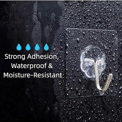 Miniatura 4 de Ganchos de pared autoadhesivos transparentes, ganchos invisibles resistentes para cocina y baño (paquete de 6)