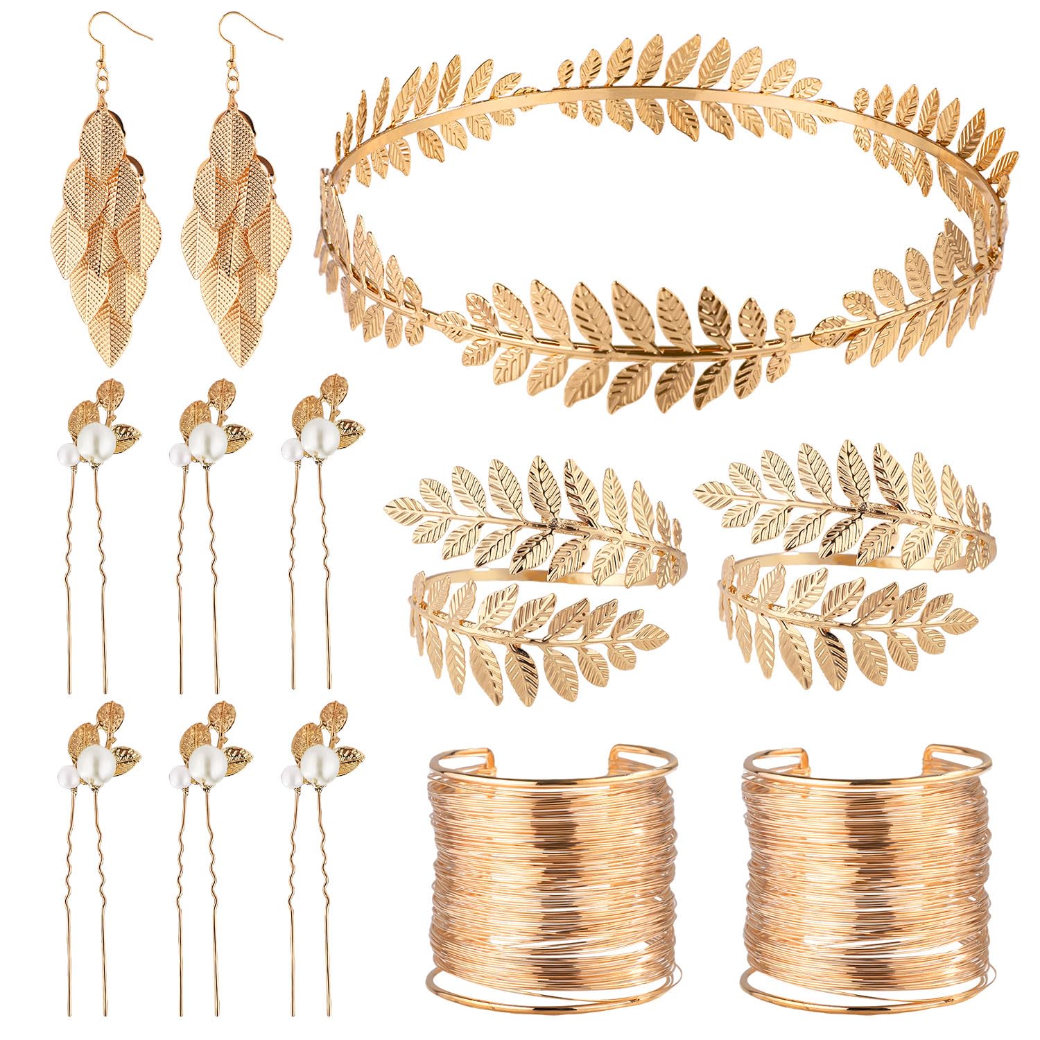 Greek Goddess Costume Accessory Set, 13pcs Greek Goddess Accessories Costume Greek Goddess Woman Accessories for Halloween Party Cosplay Night