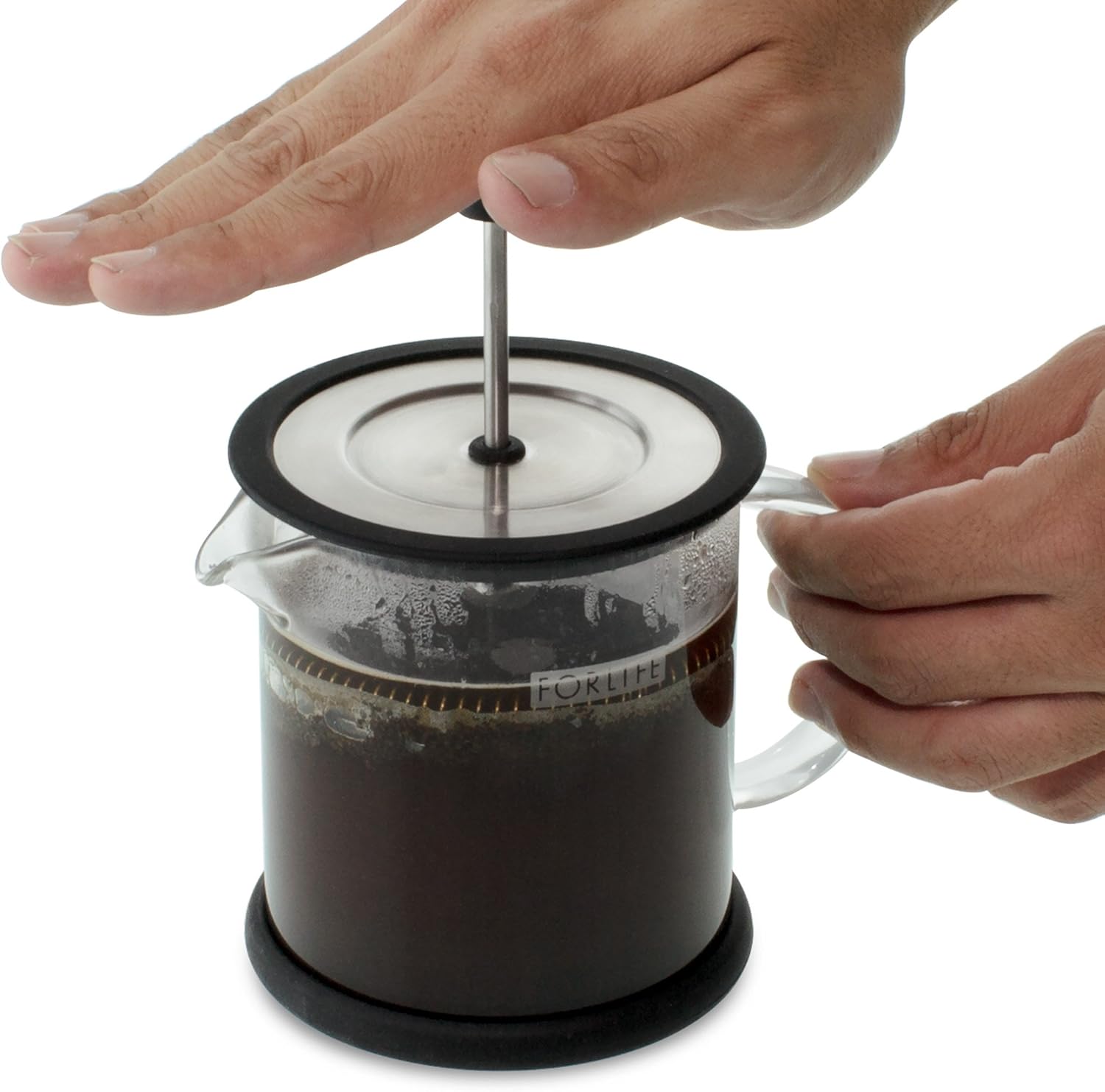 FORLIFE Cafe Style Glass Coffee/Tea Press, 16-Ounce, Black