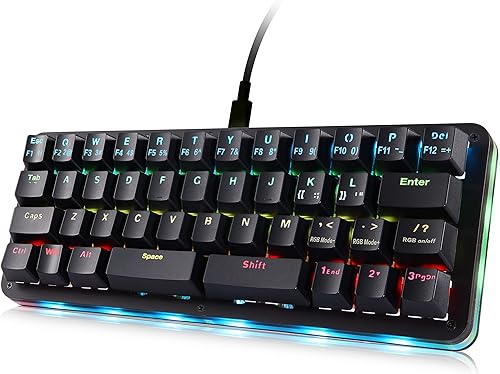 Koolertron Teclado de juegos Macaro de 42 teclas 40% - Teclado mecánico compacto retroiluminado RGB, teclado mini programable USB-C intercambiable