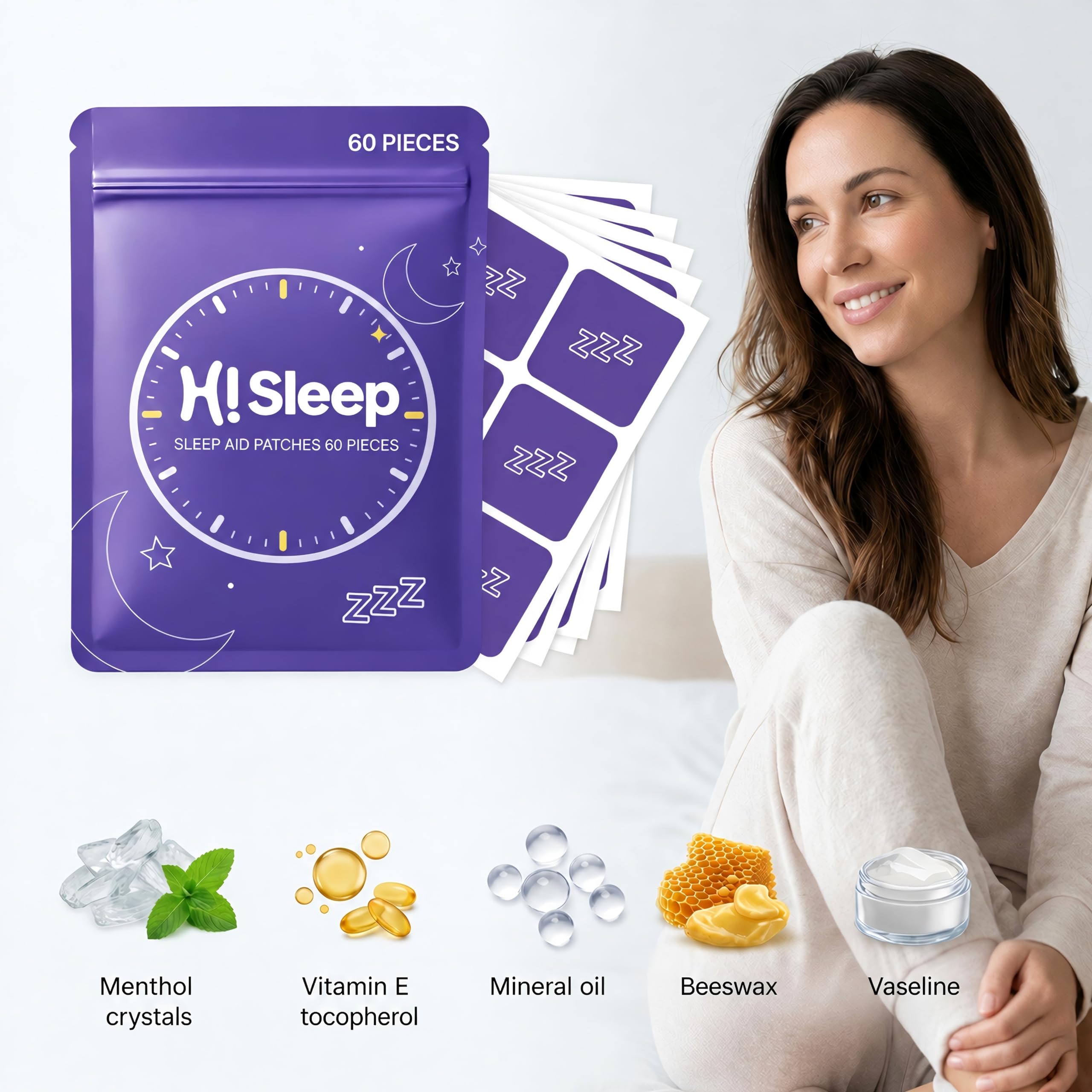 Sleep Patches for Adults with Melatonin & Valerian, 60pcs Nighttime Sleep Aid Support for Men & Women, Bedtime Routine Patches for Home & Travel — Amazon image 3