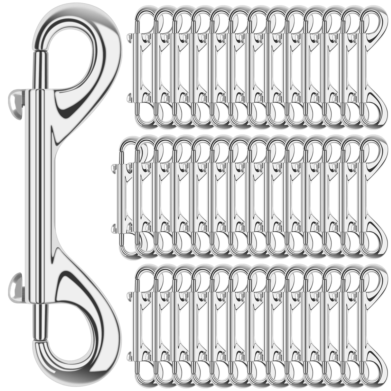 ERKOON Doppelendige Karabinerhaken, 8,9 cm, 50 kg Tragkraft, Zinklegierung, doppelseitige Clips, robuster Karabinerverschluss für Hundeleinen, Wassereimer, Pferdefutter, Hängematten