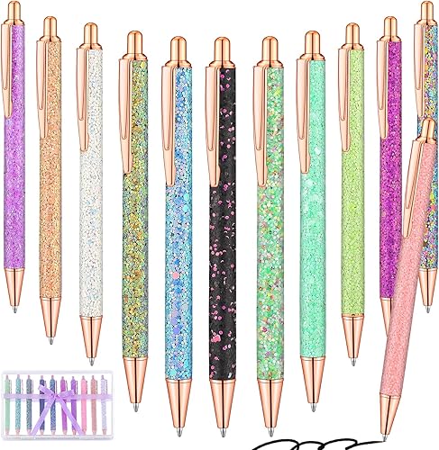 BESARME 12 bolígrafos elegantes para mujer, bolígrafos con purpurina para niñas, regalos de cesta de Pascua, bolígrafos de diamantes de imitación,