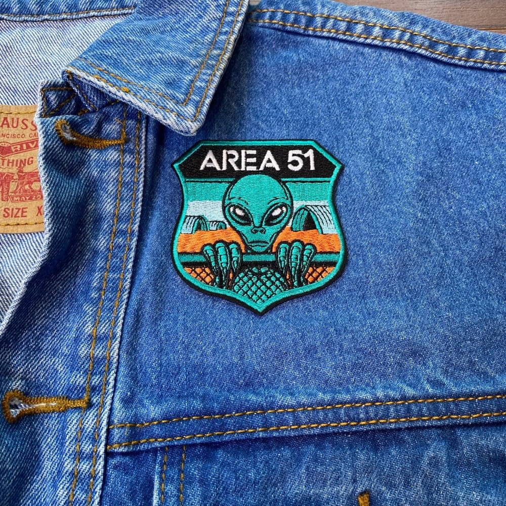 Parche Area 51 – Parche de 3.15 pulgadas, Cool Alien Activity ET UFO – Parche bordado para planchar o coser en el estado de Nevada