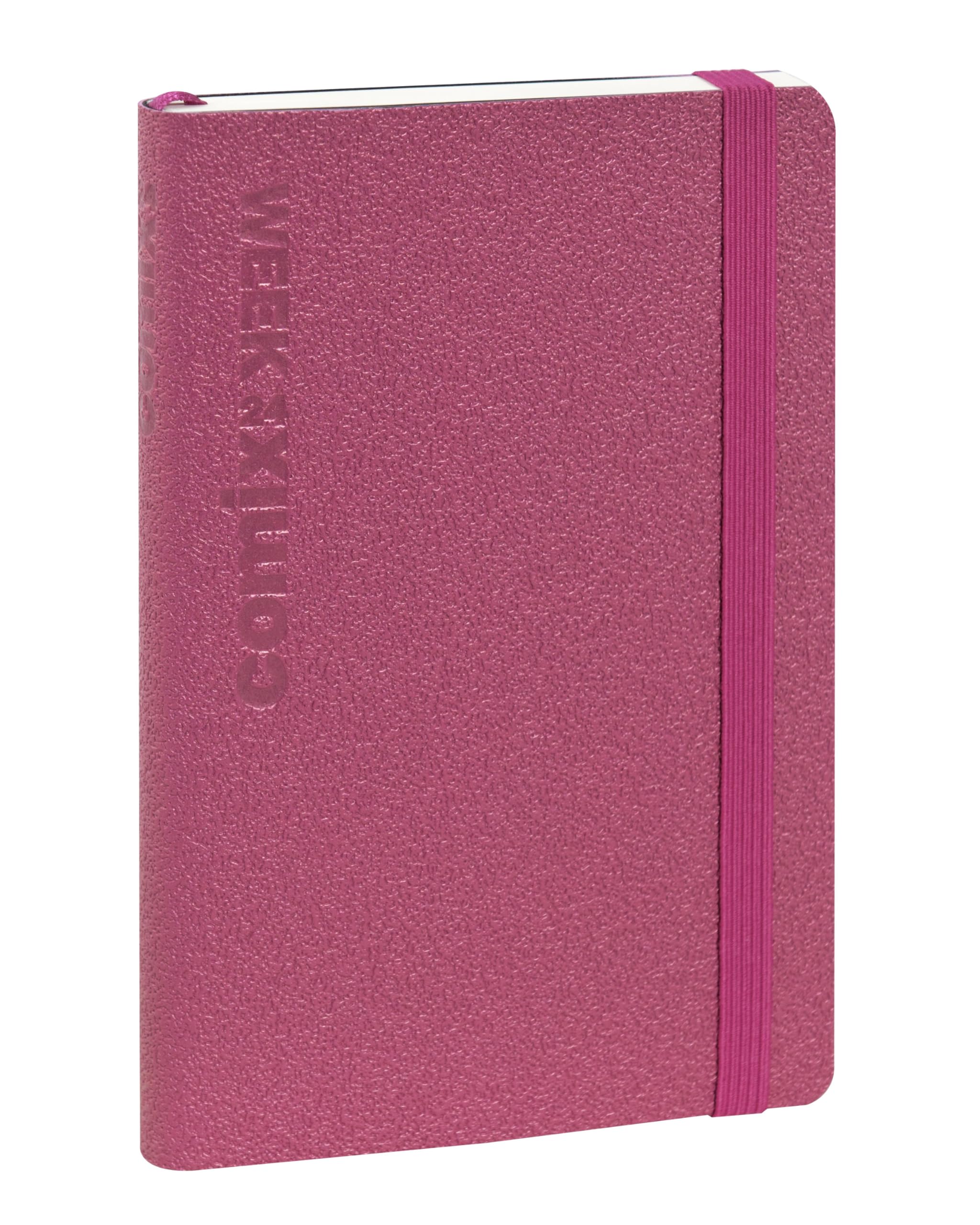 COMIX Luxury, Medium - Weekly Planner 2024 12 Months, with Inner Pocket, Elastic Closure, Double Bookmark, 192 Pages, Format 10.7 x 15.9h cm - Pink