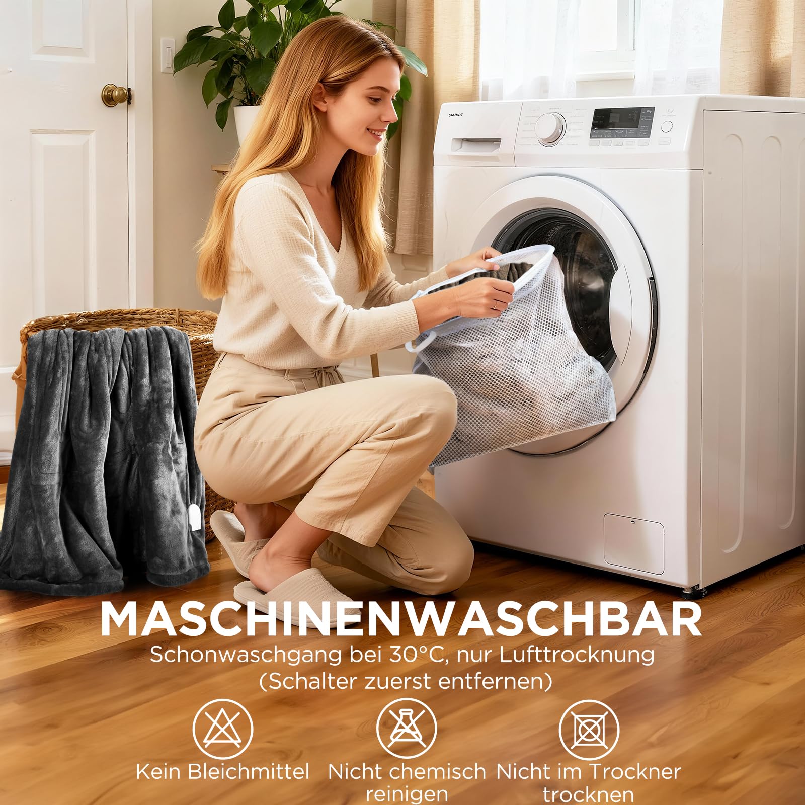 VIWAVE Heizdecke, 10 Heizstufen Up-to-9 Stunden Auto-Off-Timer Überhitzungsschutz, Elektrische Wärmedecke Bett Wärme Decke für Home & Office Flanell Waschbar