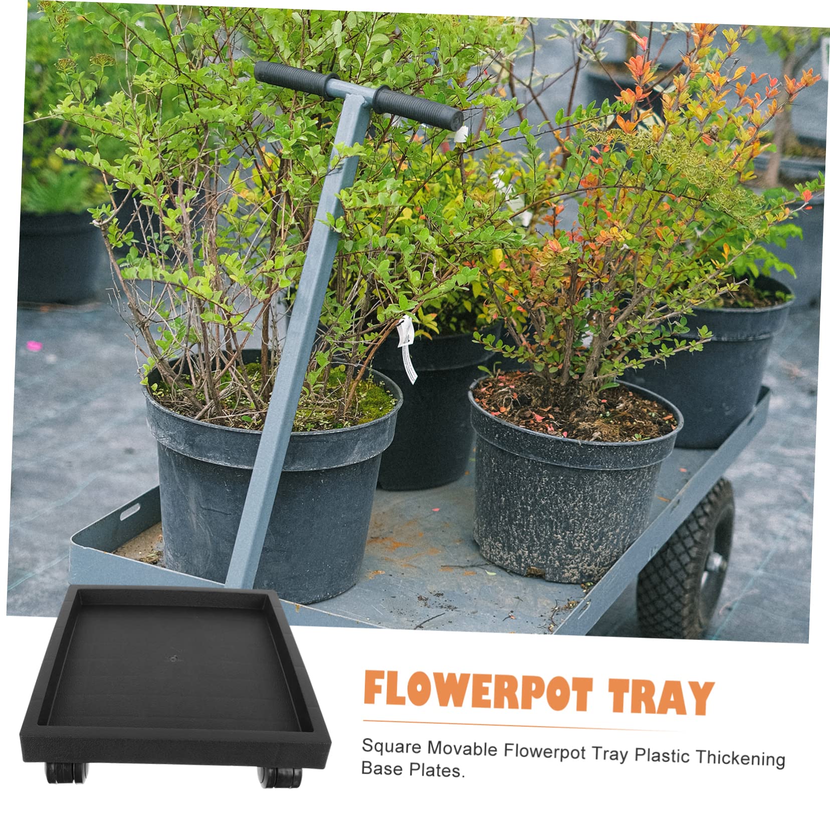 VICASKY Plant Pot Tray Square Flowerpot Tray Movable Base Plate Flower Pots Universal Wheels