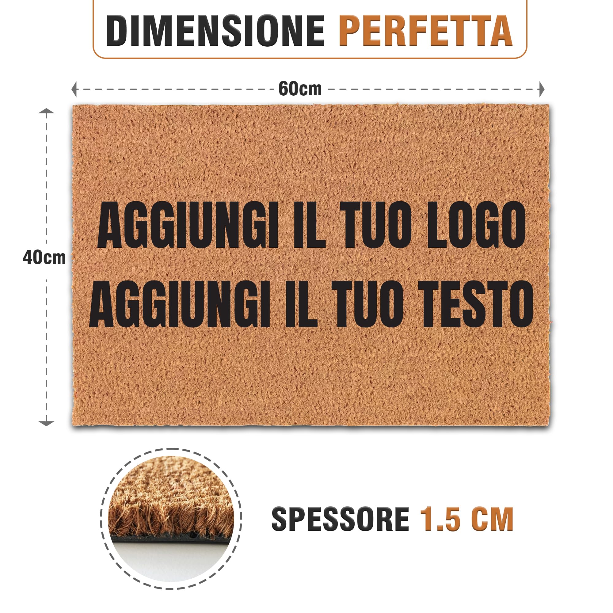 WELCOMAT - Zerbino Ingresso Esterno Personalizzato - Dimensioni 40x60 cm - Zerbino Ingresso Casa Simpatico, In Fibra Naturale di Cocco,