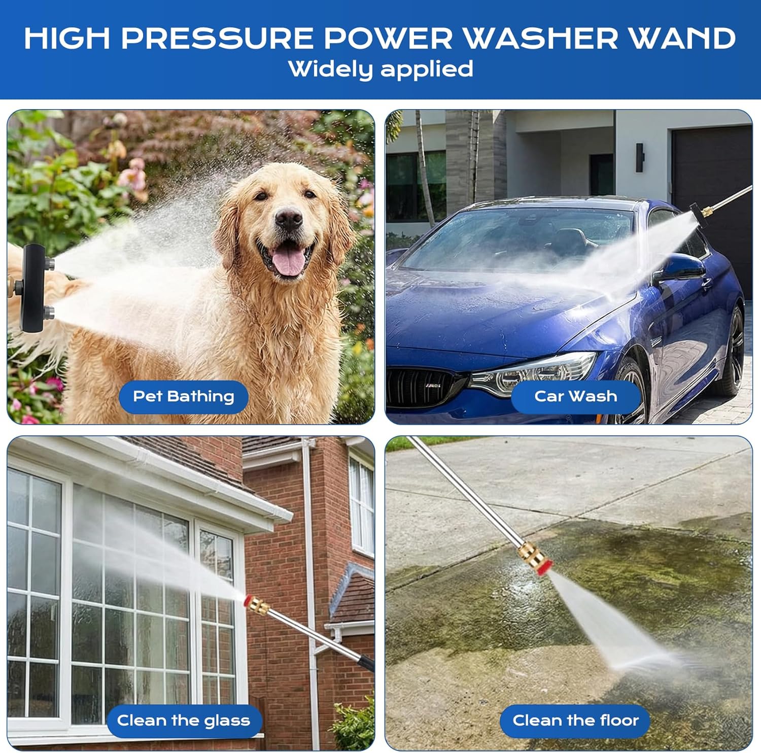 Jet Nozzle High Pressure Hose Nozzle, 2026 Upgraded Extendable Power Washer Wand with 2 Spray Jet Hose and 1 High Pressure Dual Nozzle Washer Tools for Garden Hose, Car Washing, Patio and Floor