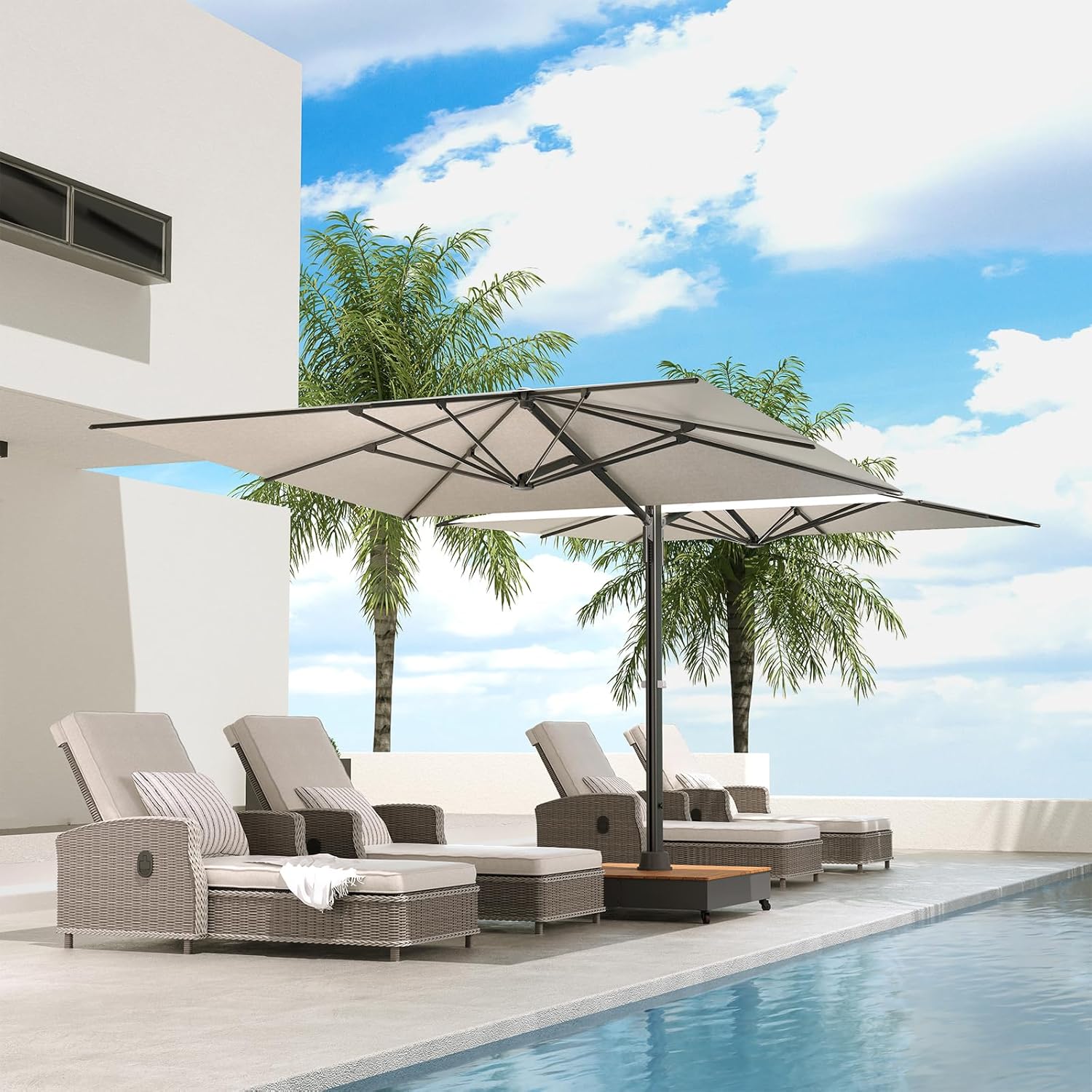 Grand patio 10x10 FT Large Patio Umbrella with Base, Double-Sided Outdoor Cantilever Aluminum Umbrella, Offset Umbrella with Cover for Commercial Use, Poolside, Deck, Backyard, Black - Image 8