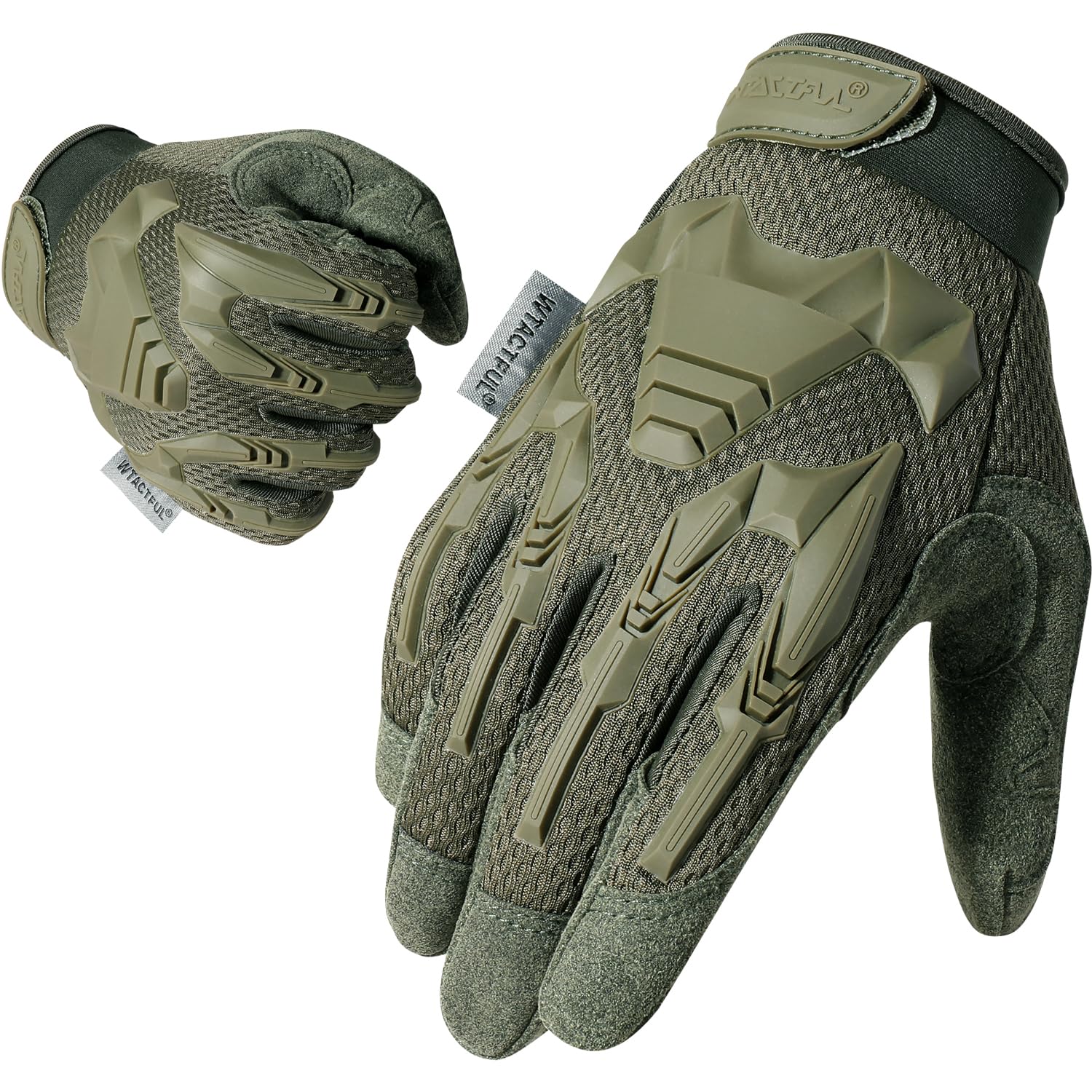 WTACTFUL Taktische Handschuhe,Tatical Gloves,Motorrad Handschuhe,Herren Touchscreen Motorradhandschuhe für Mountainbike, Motorcross,Klettern,Security,Wandern,Motorrad,Jagd Grün L
