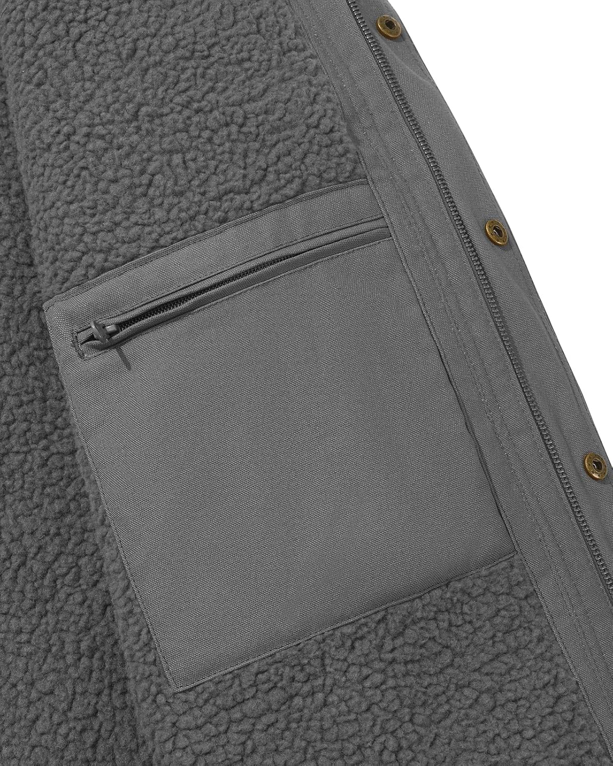 HISEA Men's Sherpa Work Jacket, Winter Water Resistant Hooded Duck Canvas Coat, Relaxed Fit Fleece Insulated Utility Jackets - Image 4