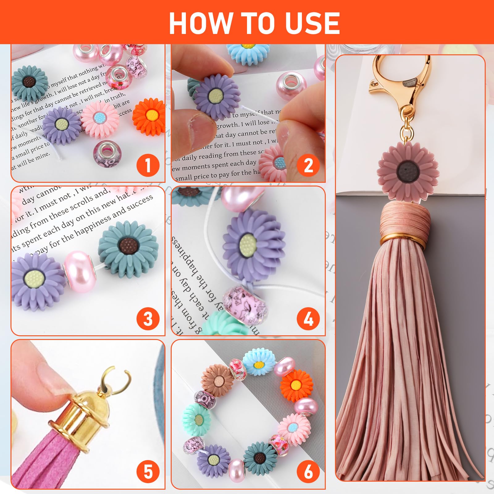 Tyqour 20pcs 30mm Silicone Daisy Flower Beads for DIY Pens Necklaces and Bracelets, multicolored - Image 4