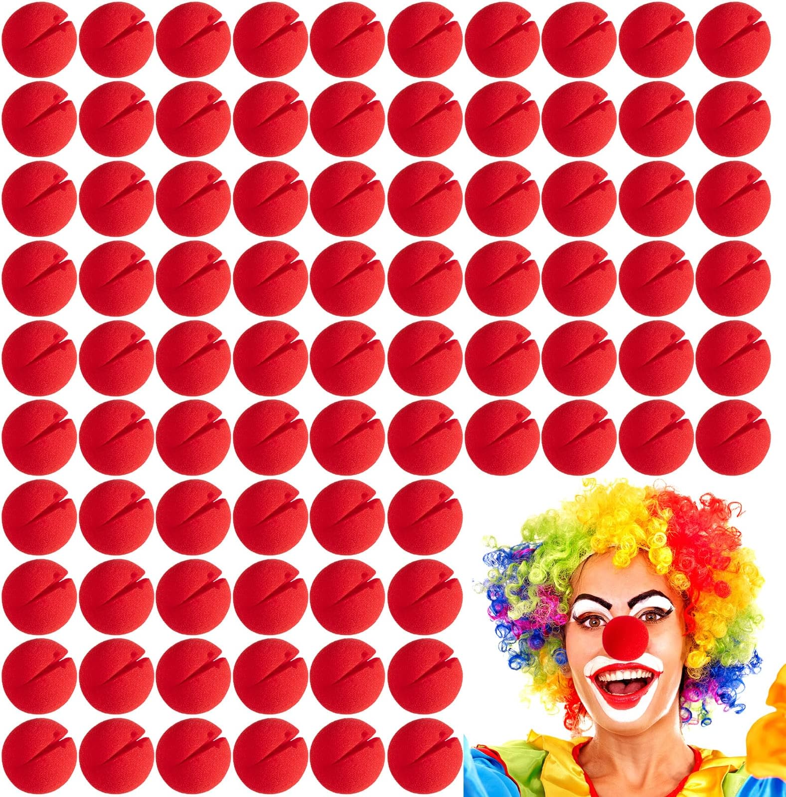 Vinsot 120 Pcs Red Circus Clown Noses Cosplay Foam Clown Nose for Carnival Mardi Gras Halloween Christmas Costume Dress up