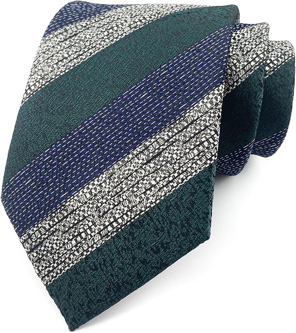 Secdtie Men's Wide Stripe Ties Jacquard Pattern Business Formal Designer Neckties