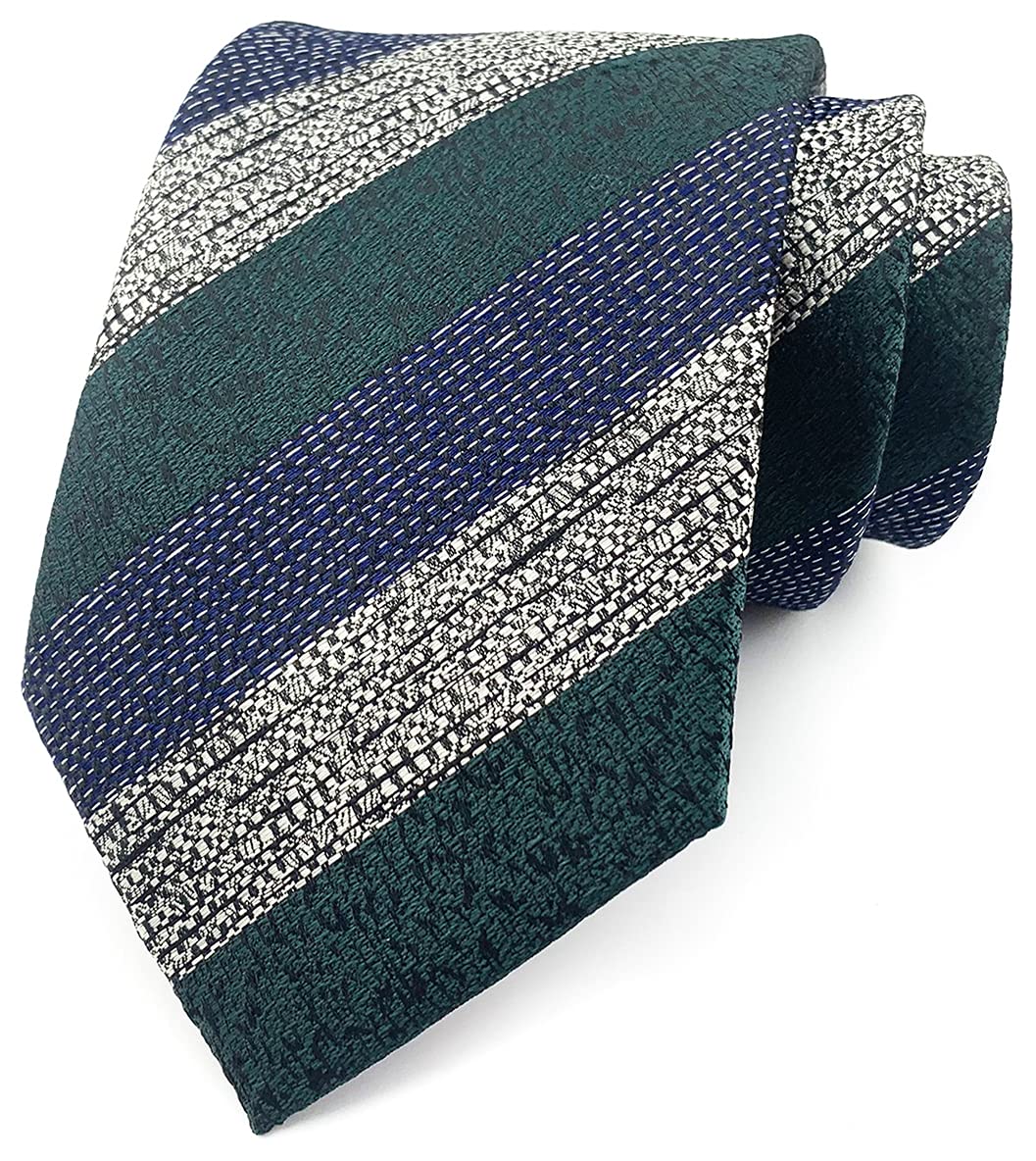 Secdtie Men's Wide Stripe Ties Jacquard Pattern Business Formal Designer Neckties