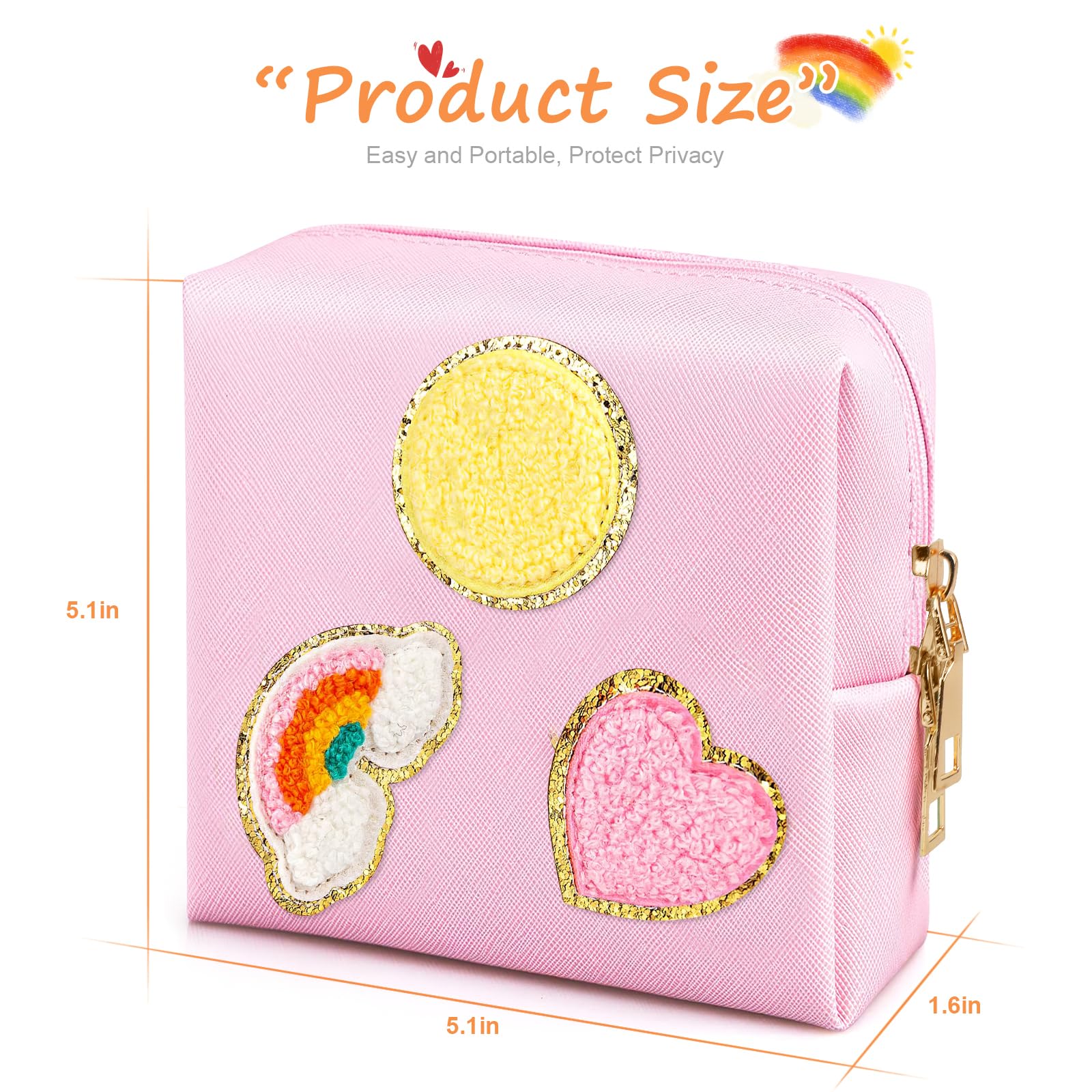 2 Pack Period Bag, PU Leather Sanitary Napkin Storage Bag for Feminine Pads Liners Tampons and Reusable Pads,Functional Sanitary Pads Pouches First Period Kit for Women Ladies Gift