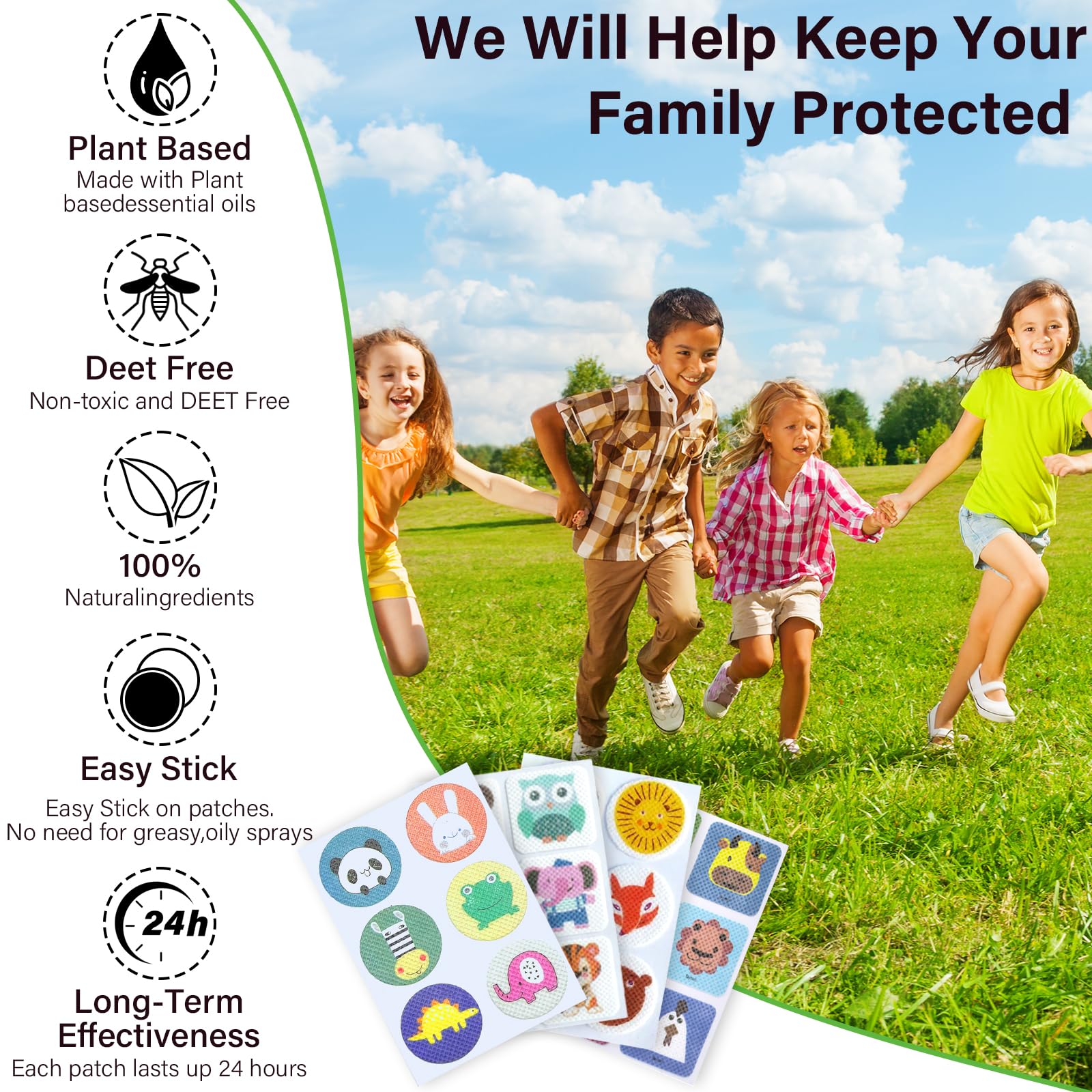 120 Pezzi Cerotti Antizanzare Bambini, Adesivi Per Zanzare Repellente, Anti Zanzare Patches Cerotti Autoadesivi Naturale Repellente per Bambini