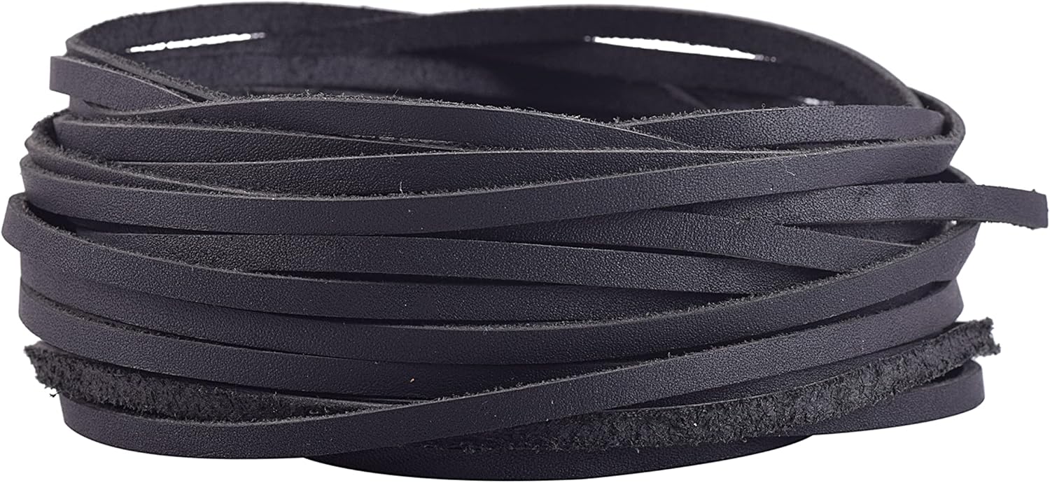 KONMAY Jewelry Real Leather Lace Cord, 5 Yards 6.0x2.0mm