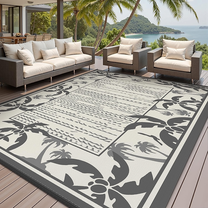 户外双面防水亚麻地垫沙发地毯阳台地板垫