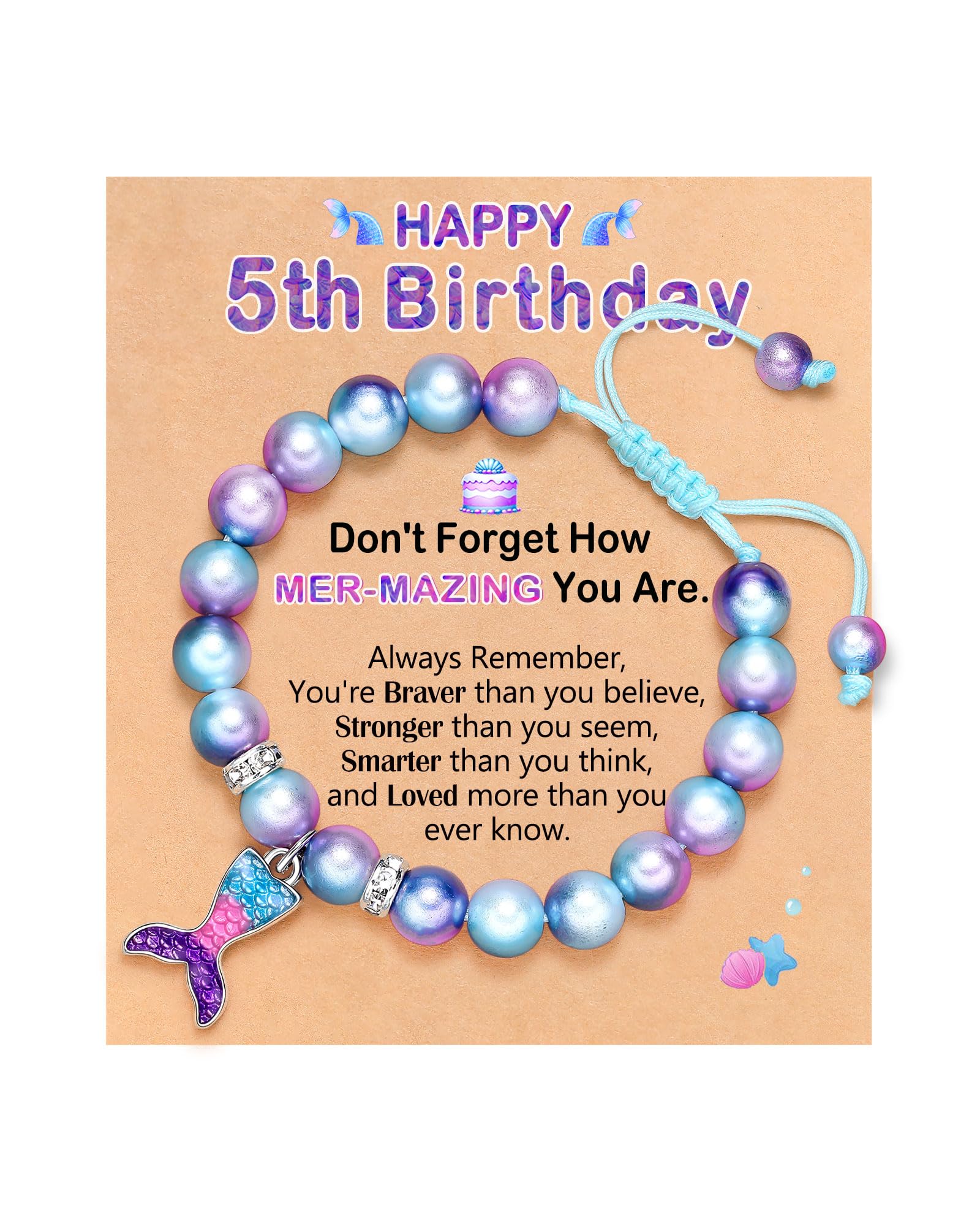 ORISPRE Mermaid Birthday Bracelets- 4th 5th 6th Birthday Gifts for Daughter Granddaughter Niece