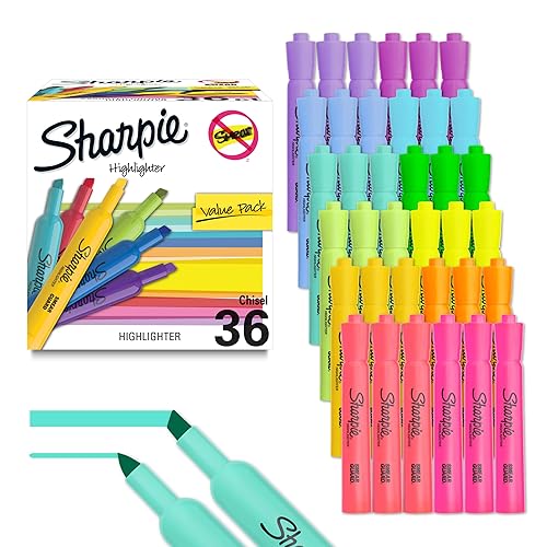 Sharpie Tank Highlighters, Chisel Tip, 12 Assorted Fashion Colors, Value