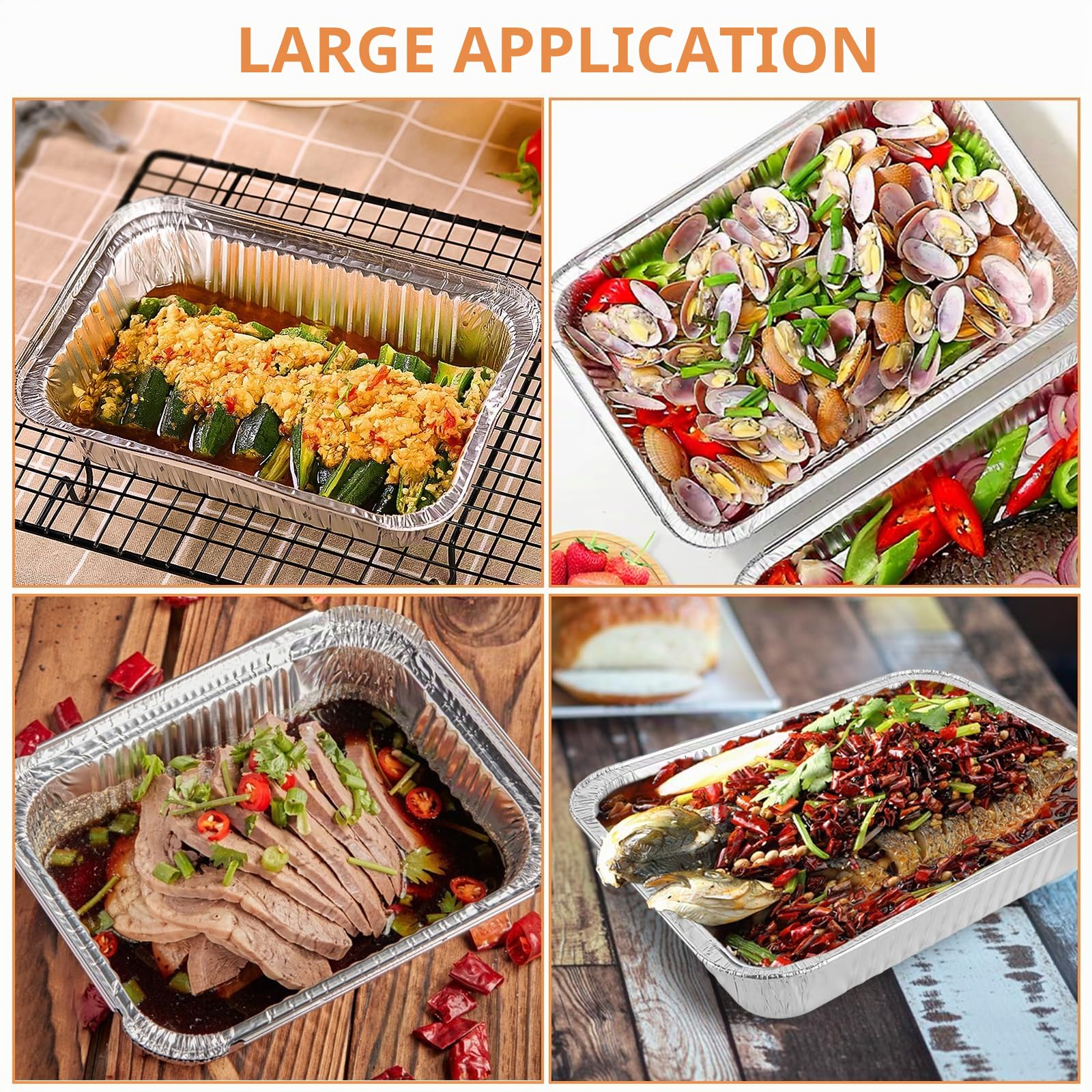 SHUESS Barquette Aluminium 4900 ml, Lot de 30 Plateaux Jetables 370 x 260 x 70 mm, Plat Aluminium Jetable XXL pour Four, Barbecue, Congélation, Rôtis, Légumes, Buffet, Traiteur et Fêtes