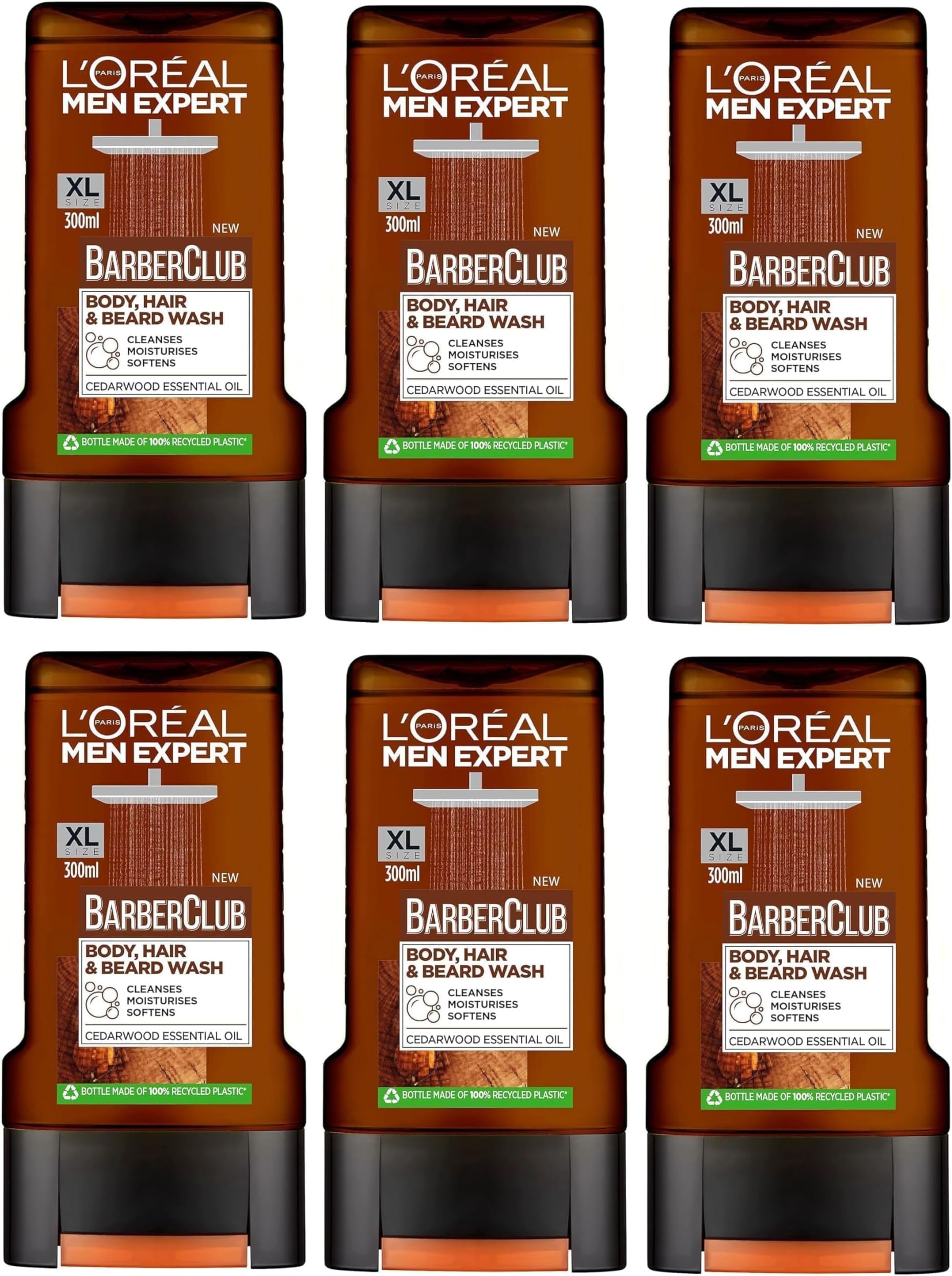 L'Orรฉal Men Expert Barber Club Body, Hair & Beard Wash 6x300ml