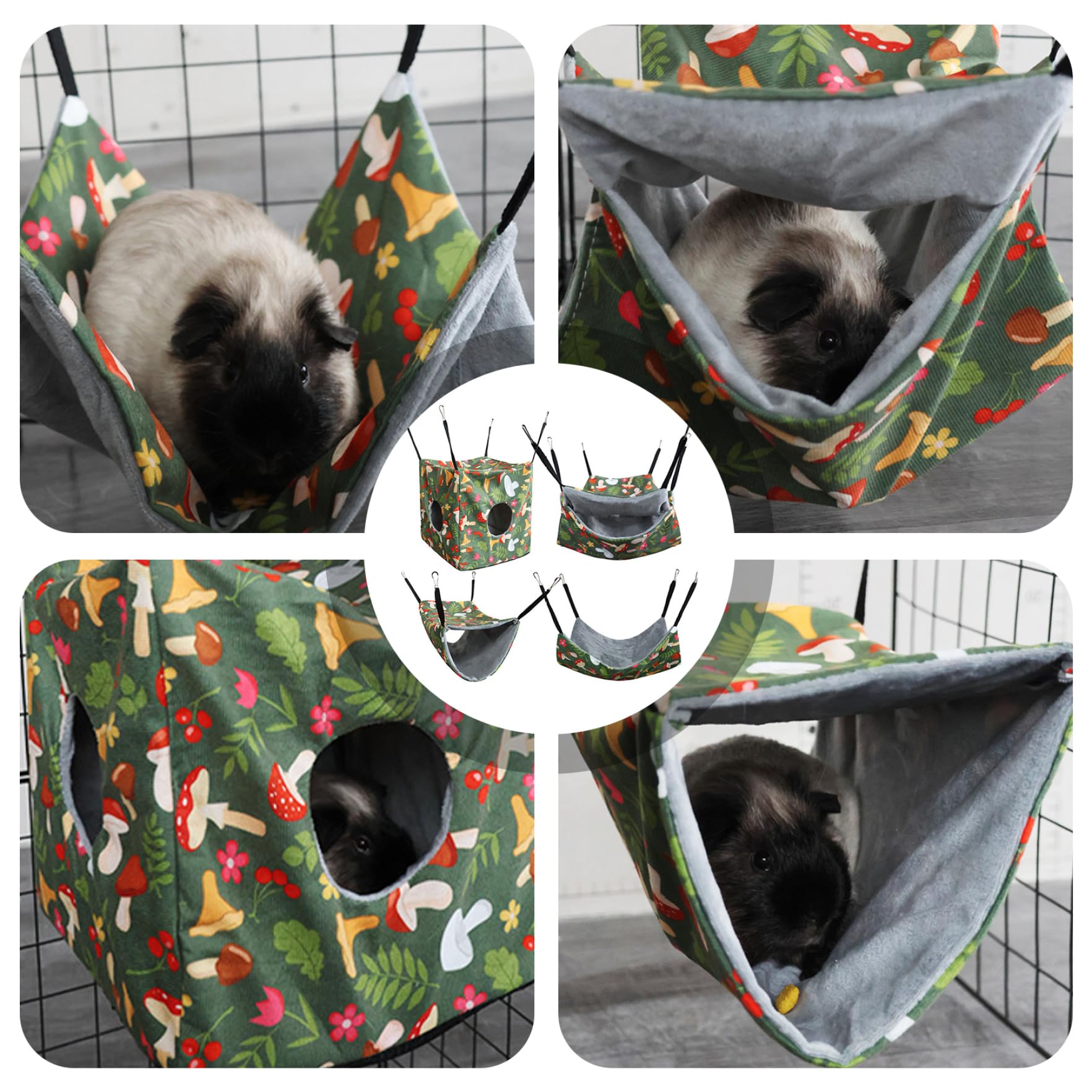 Hamacs à Rat Suspendus avec Sangles, lit Cochon d'Inde Doux et Lavable pour Planeur de Sucre Chinchilla, 1 Ensemble/4 pièces |.Lit pour Rats