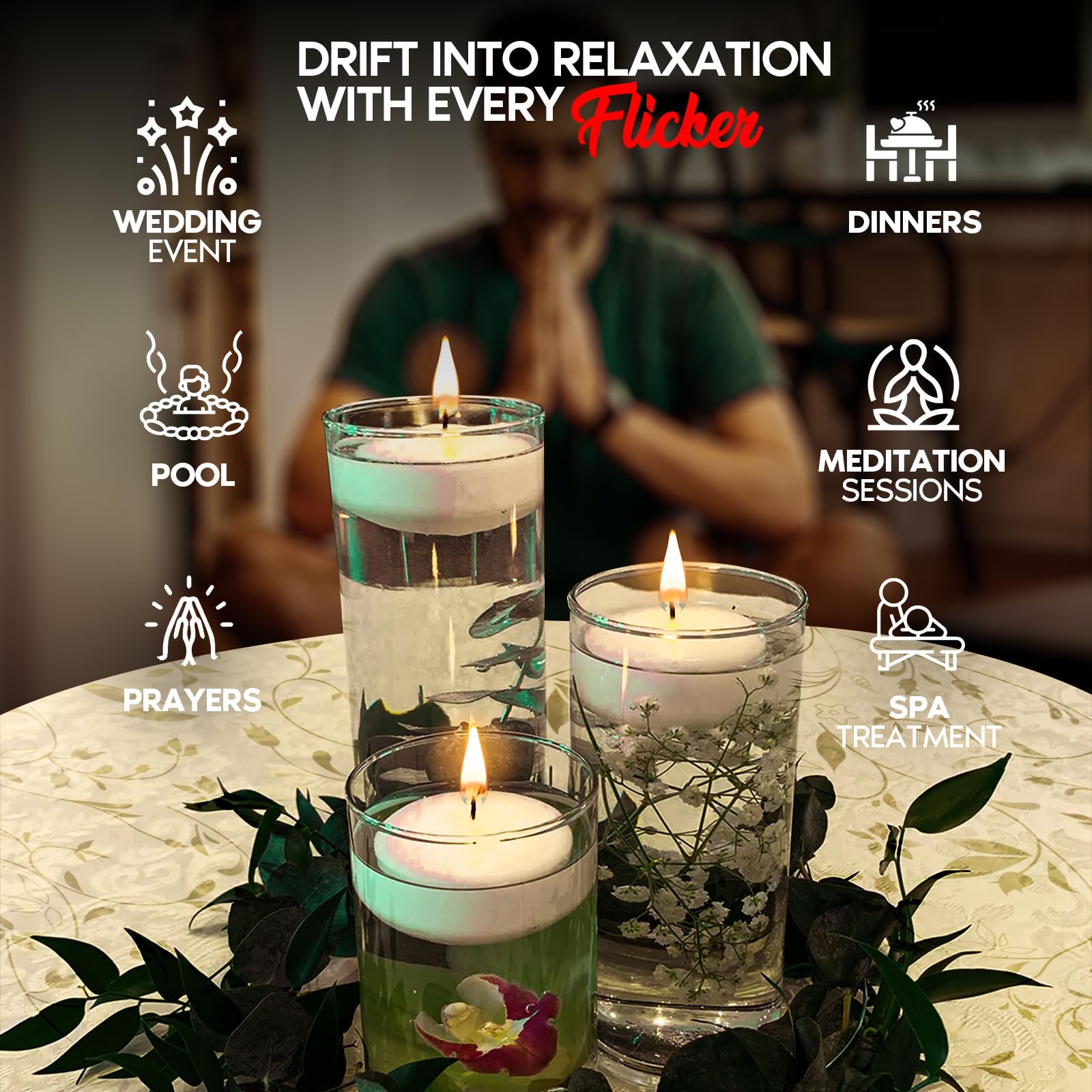 Candle Charisma Velas flotantes (blanco, 36 piezas)