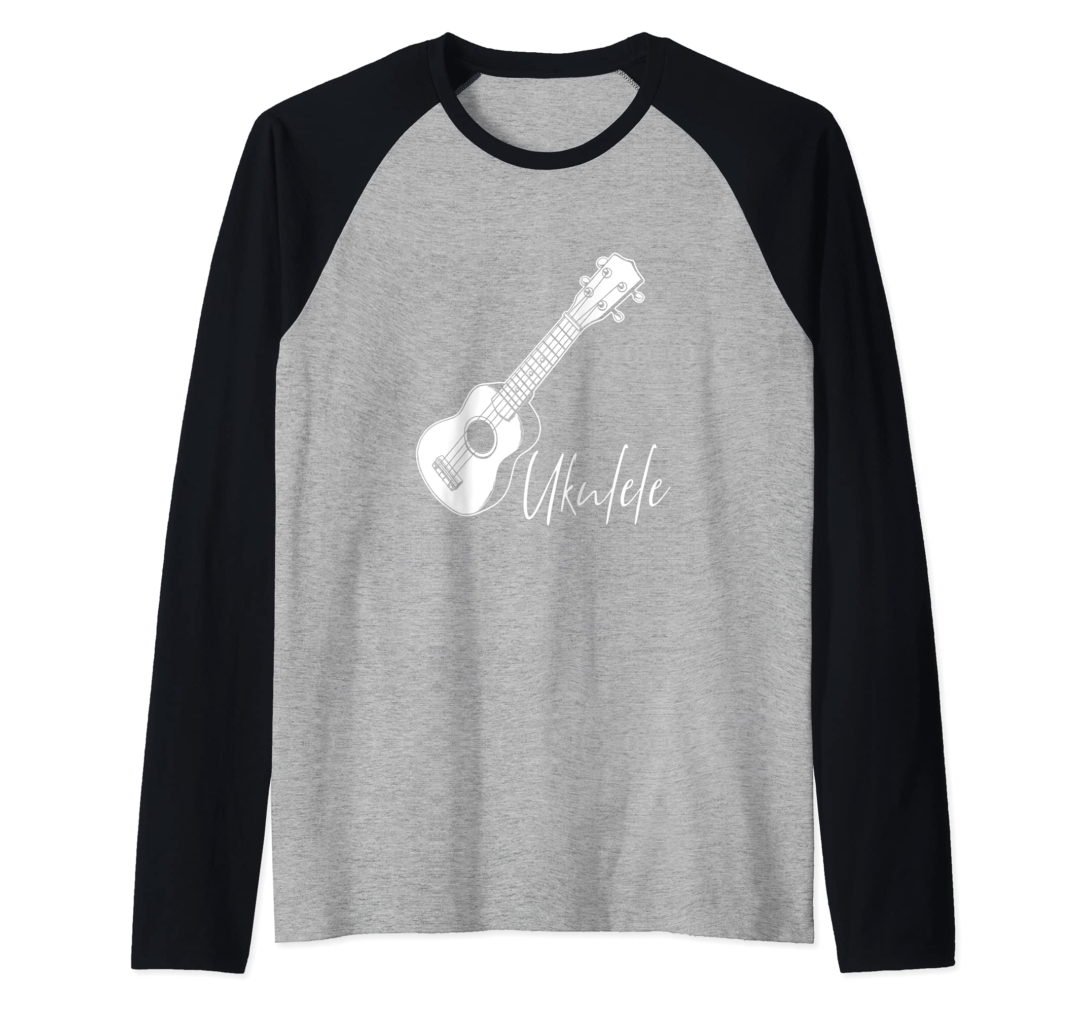 Ukulele Acoustic Hawaii Hawaiian Musician Guitar Uke Aloha Raglan Baseball Tee, Black