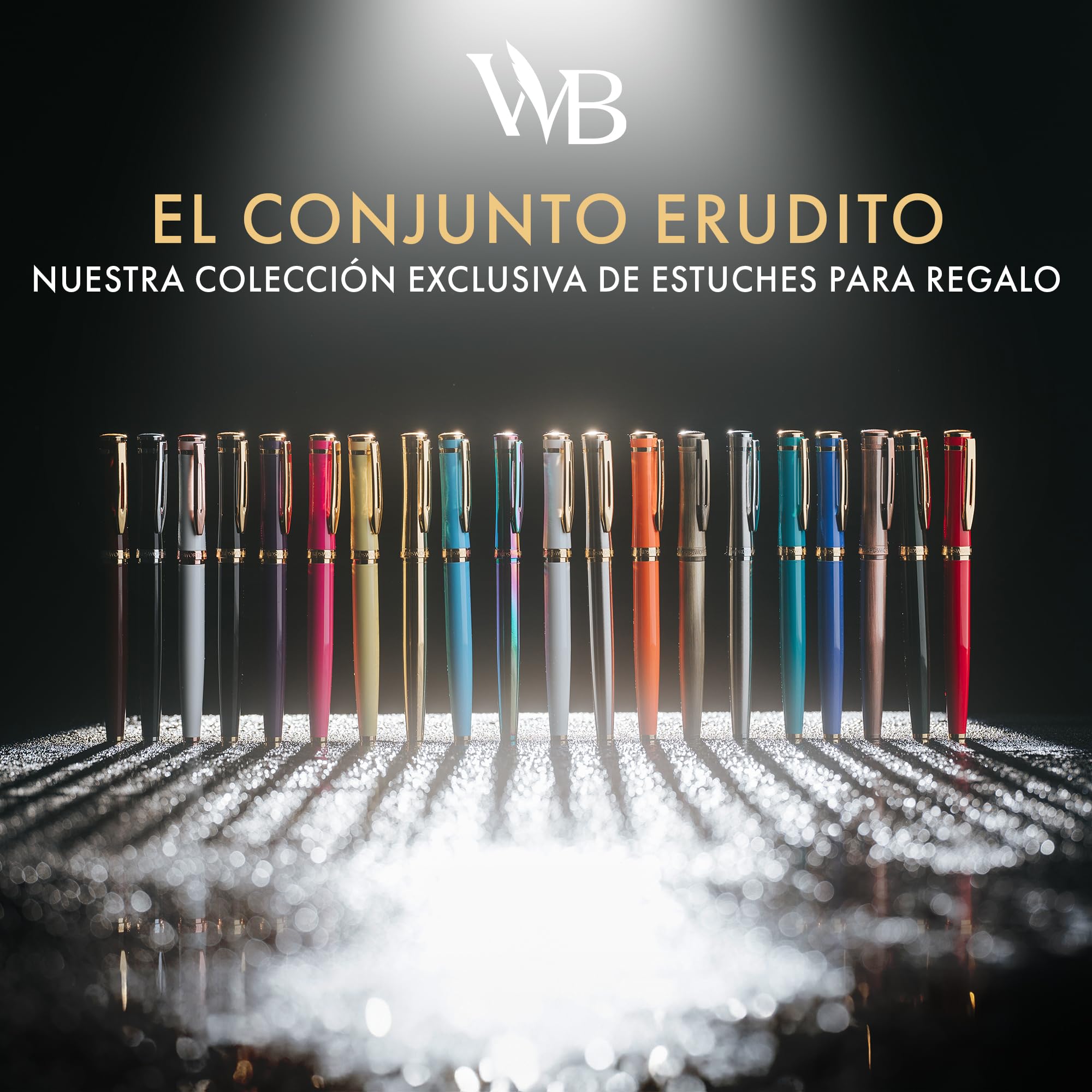 Wordsworth & Black - Juego de plumas estilográficas medias, incluye 6 cartuchos de tinta y un convertidor de recarga de tinta, estuche de regalo, para caligrafía, escritura lisa, cromado y plateado