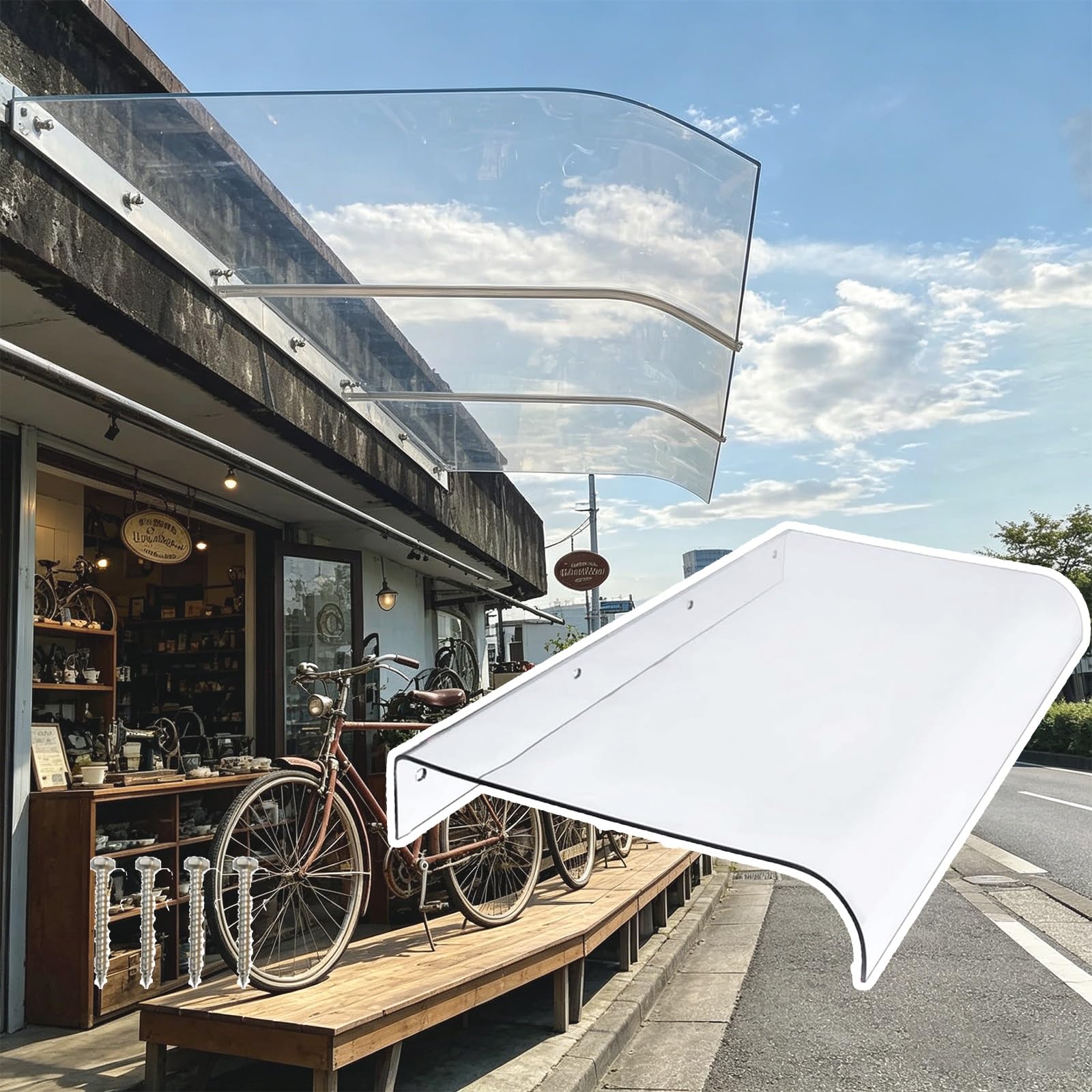 Auvent de porche extérieur en polycarbonate et protection optimale contre la pluie