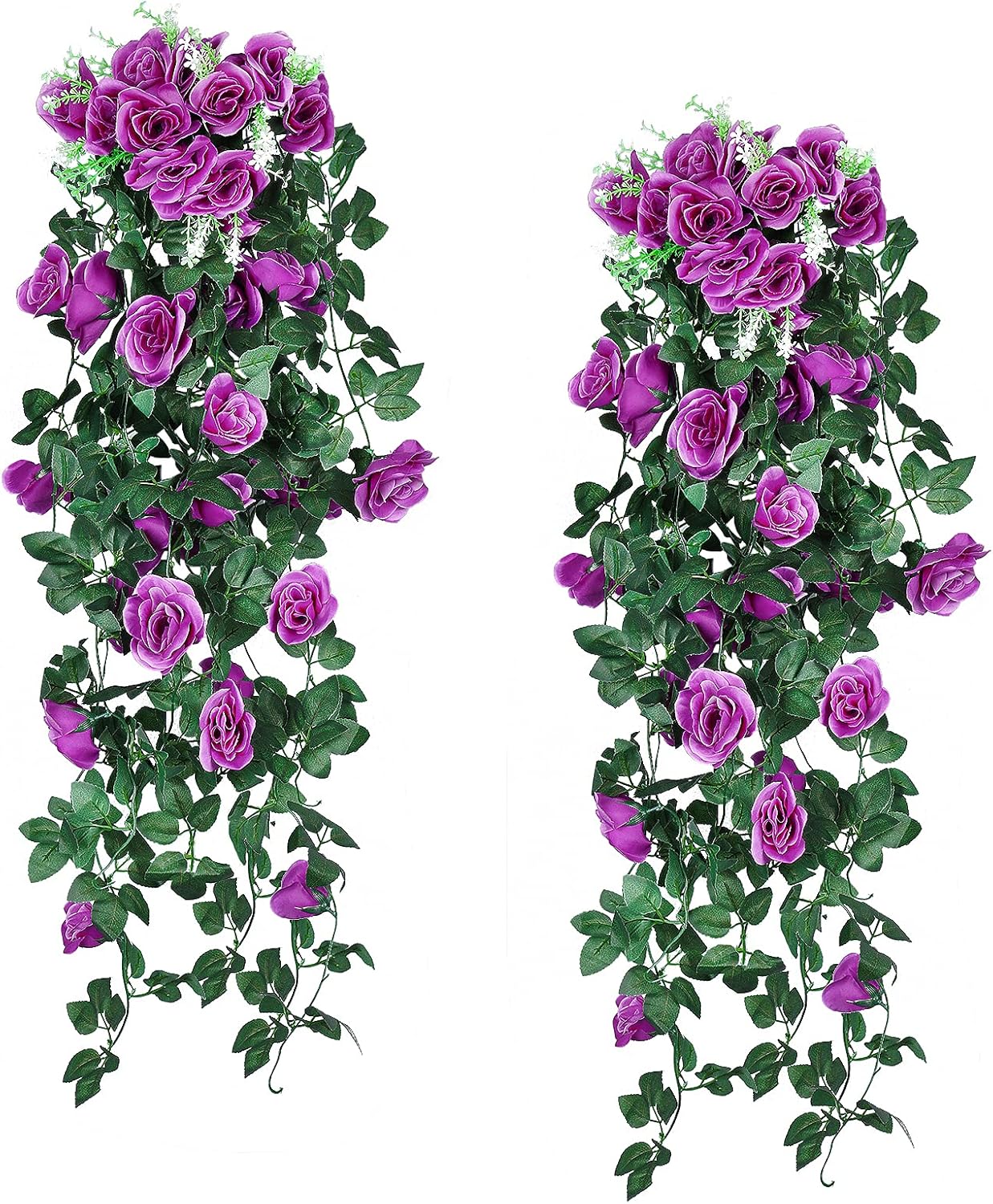 RECUTMS 2Pieces 3.3Ft Fake Hanging Flowers Artificial Hanging Rose Plants Artificial