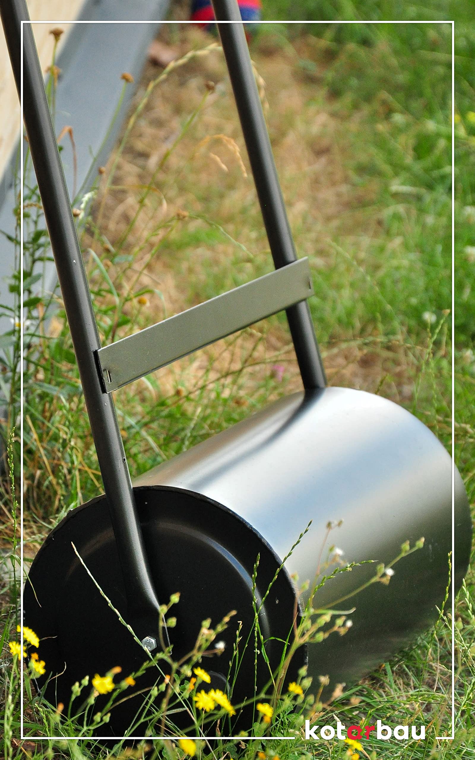 KOTARBAU® Rodillo de jardín para césped, 50 cm, Tambor, Herramienta para igualar el Terreno y compactar Las Superficies con Semillas y césped, Resistente, Rellenable con Arena o Agua