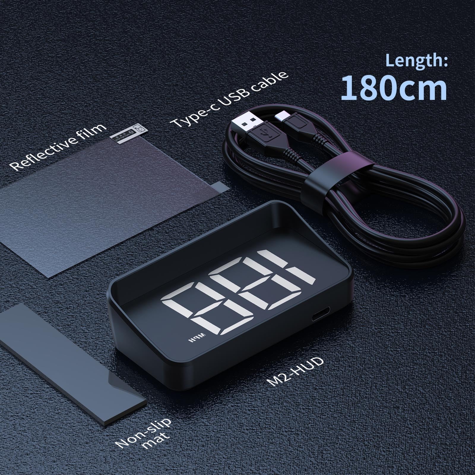 HUD M2 samochodowy wyświetlacz GPS, prędkościomierz, bezprzewodowy prędkościomierz, złącze USB, Plug and Play, do wszystkich samochodów osobowych