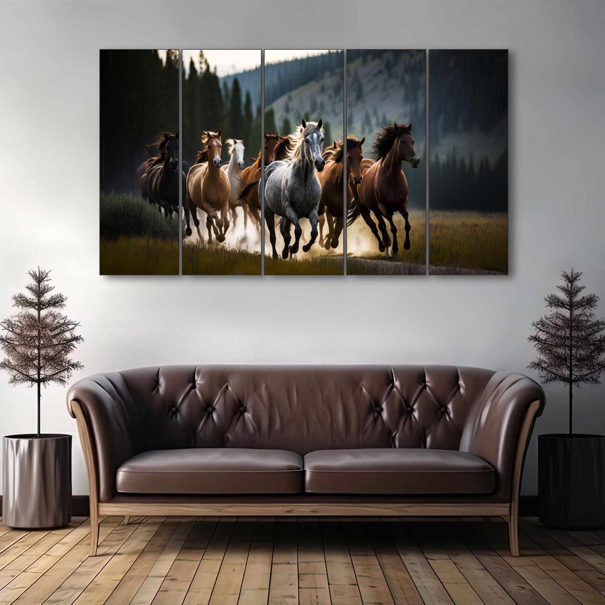 Running Horses Wall Art - Vastu Painting with Wooden Frame -17 Running Horses Wall Art - Vastu Painting with Wooden Frame -17